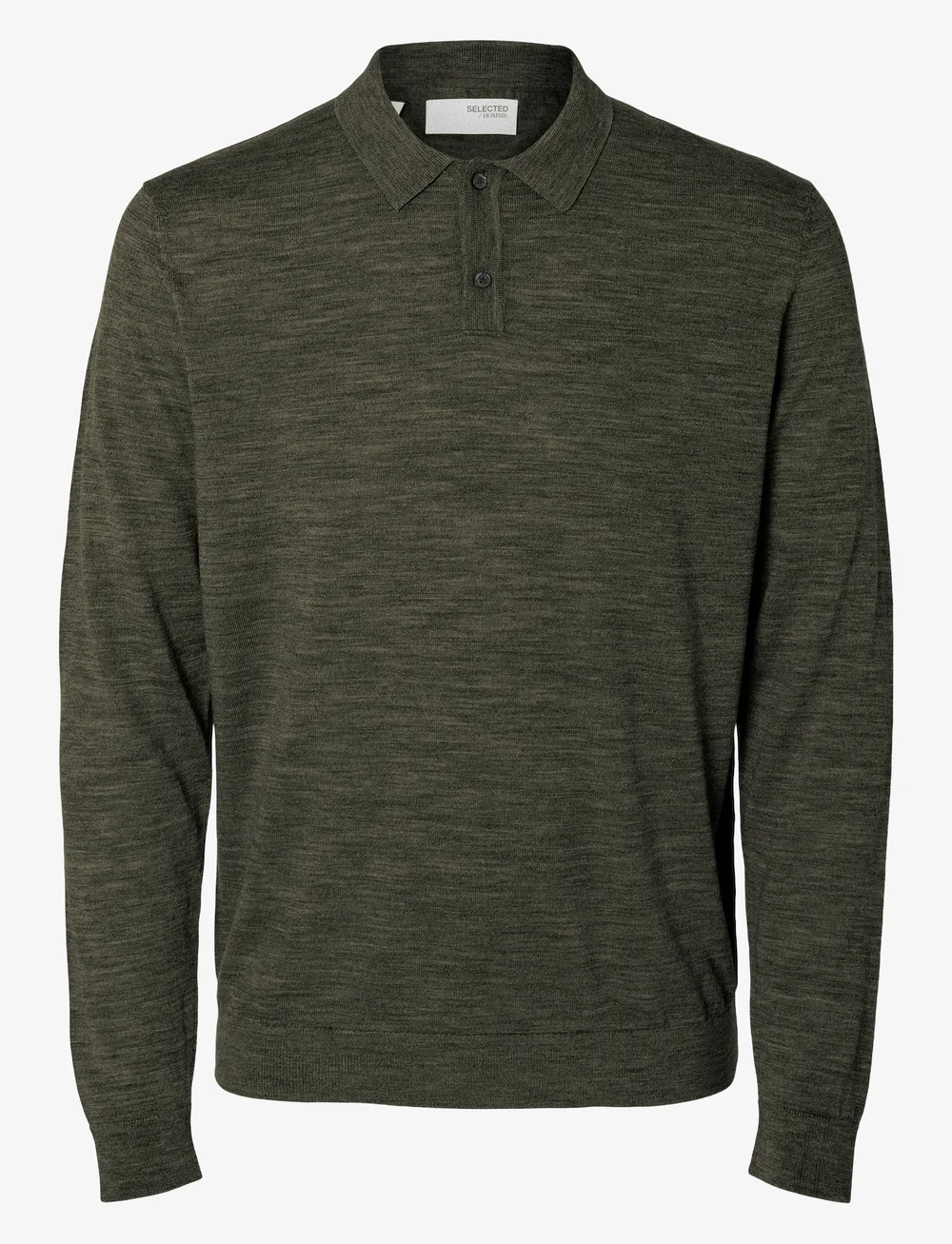 Selected - SLHTRAY LS KNIT MERINO POLO NOOS - adīti polo krekli ar garām piedurknēm - forest night - 1