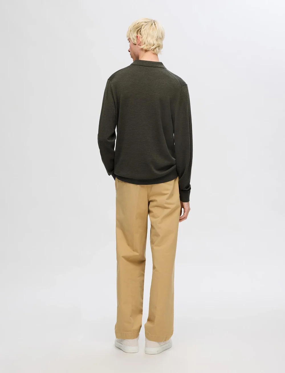 Selected - SLHTRAY LS KNIT MERINO POLO NOOS - adīti polo krekli ar garām piedurknēm - forest night - 2