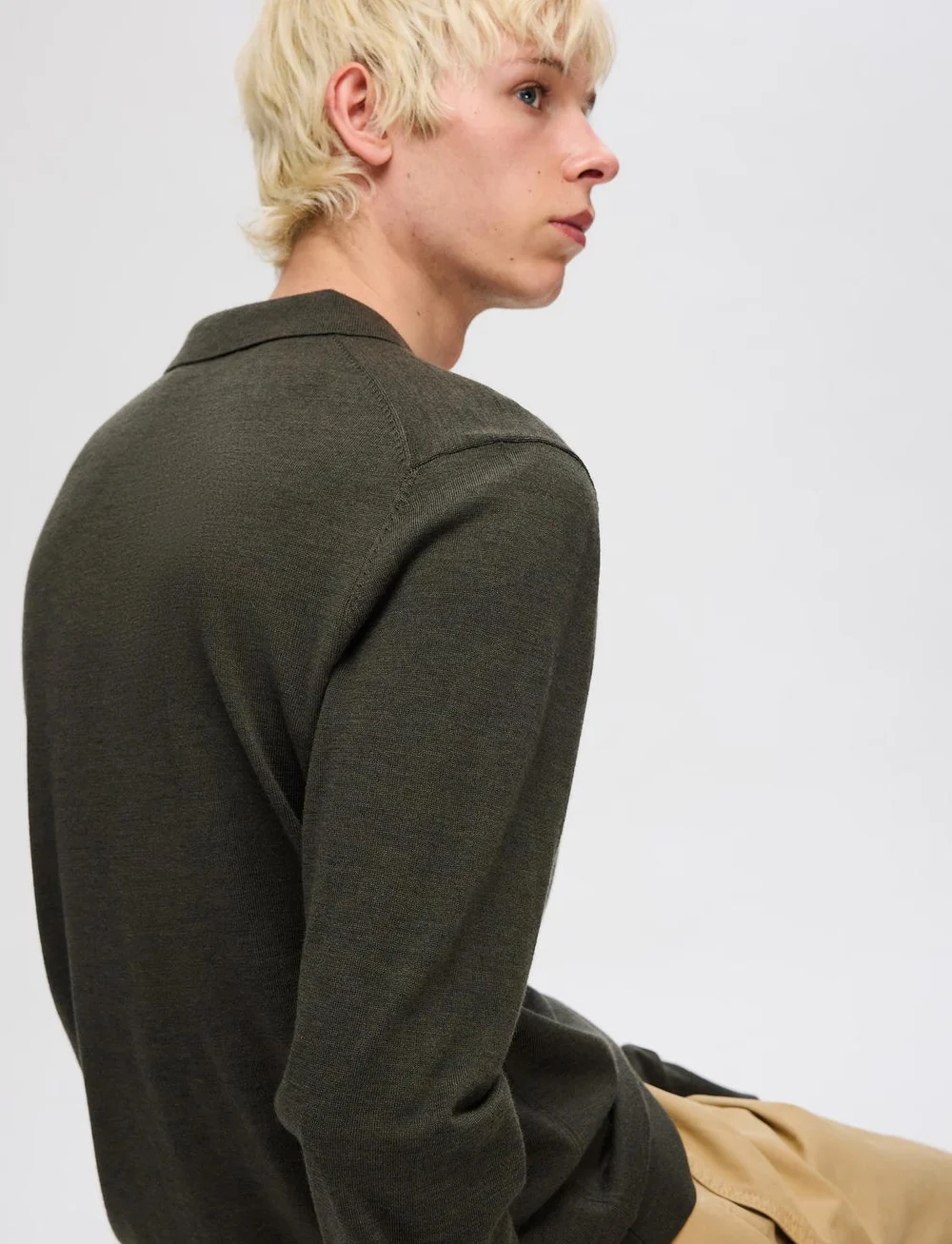 Selected - SLHTRAY LS KNIT MERINO POLO NOOS - adīti polo krekli ar garām piedurknēm - forest night - 3