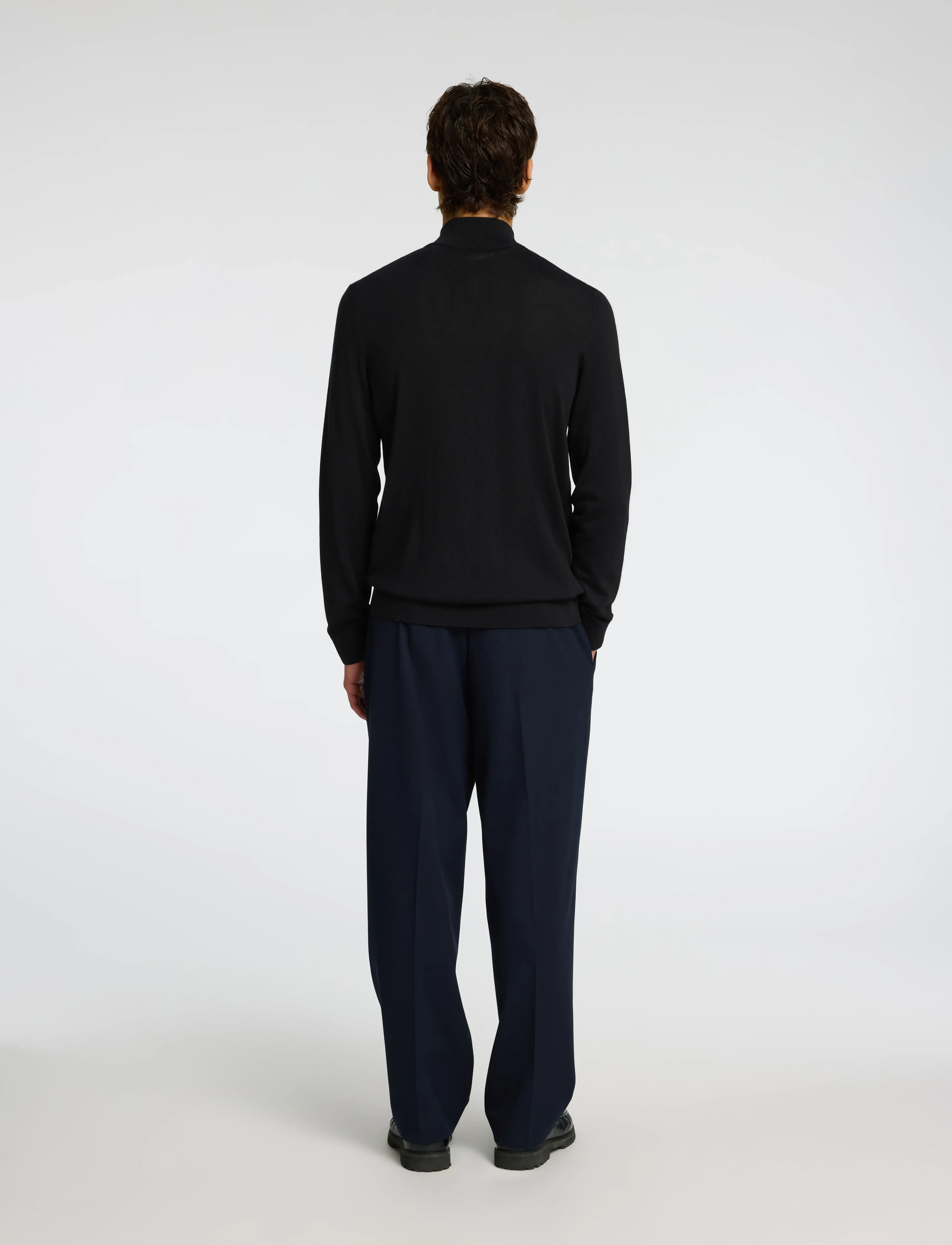 Selected - SLHTRAY LS KNIT MERINO HALF ZIP NOOS - mænd - black - 3