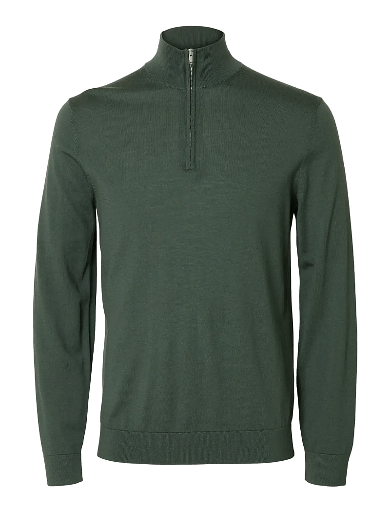Selected - SLHTRAY LS KNIT MERINO HALF ZIP NOOS - halfzip strik - deep forest - 1