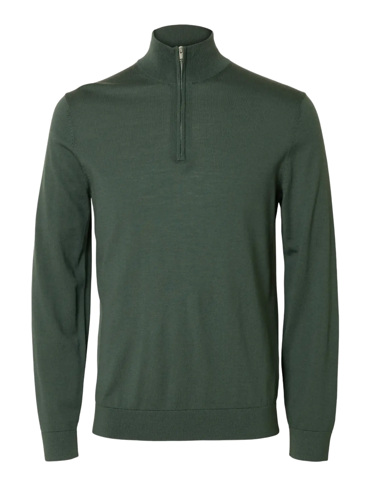 Selected SLHTRAY LS KNIT MERINO HALF ZIP NOOS - Halfzip strik - DEEP FOREST / green