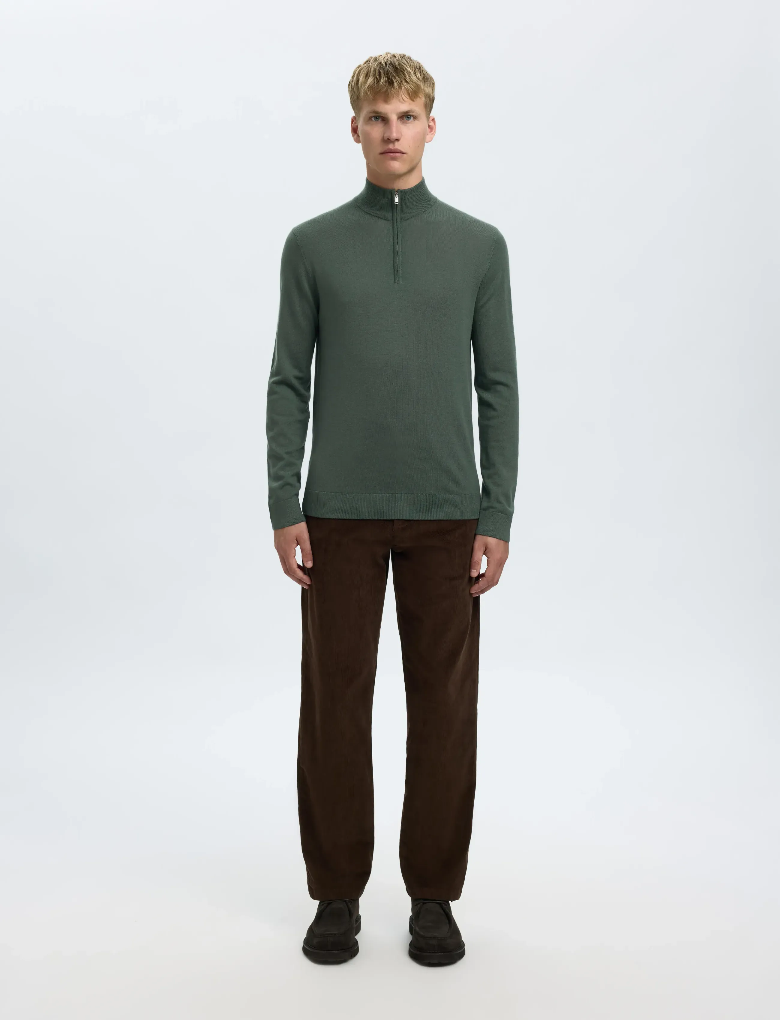 SELECTED Slhtray Ls Knit Merino Half Zip Noos stickade tröjor herr – bild 3