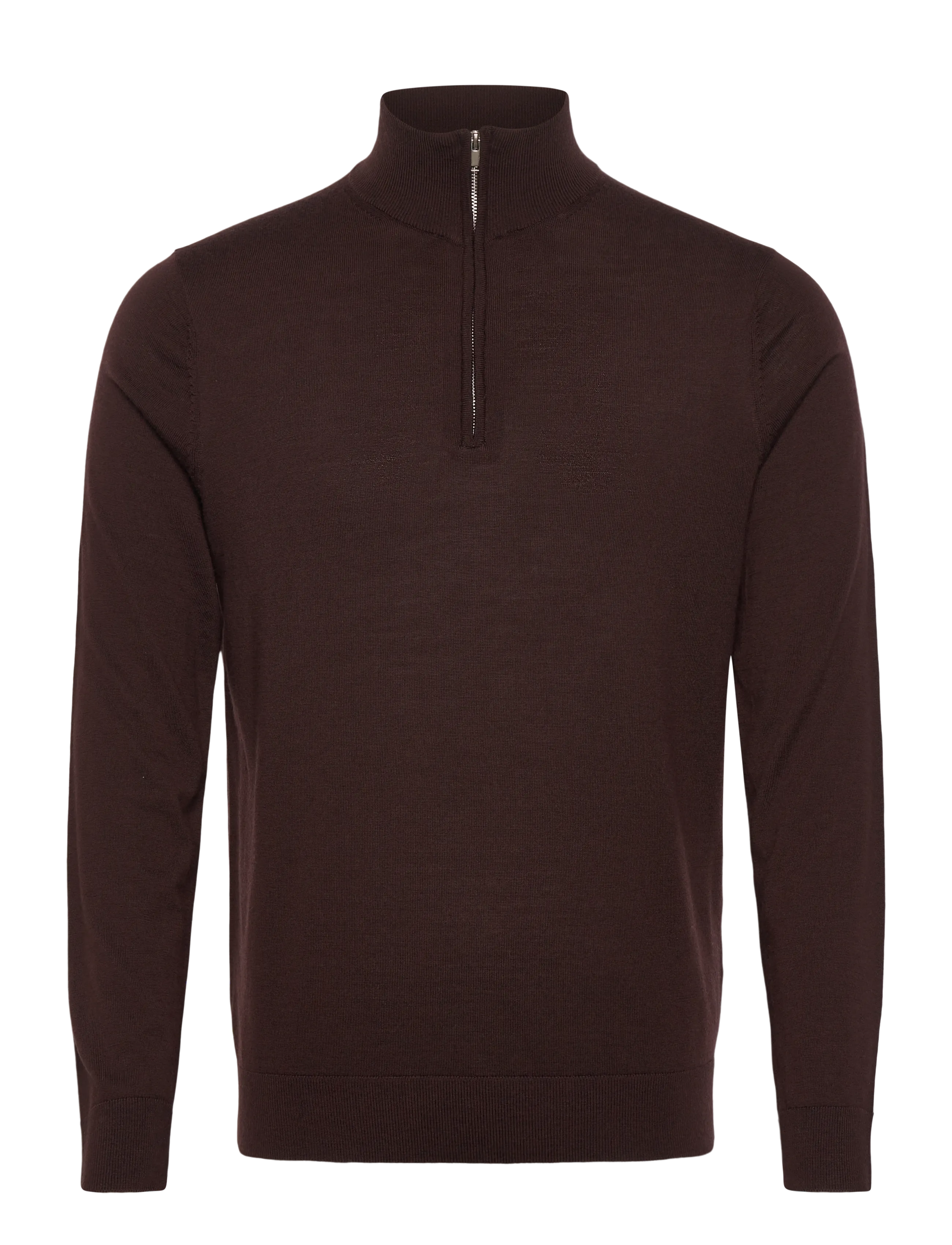 Selected SLHTRAY LS KNIT MERINO HALF ZIP NOOS - Strik - DEMITASSE / brown