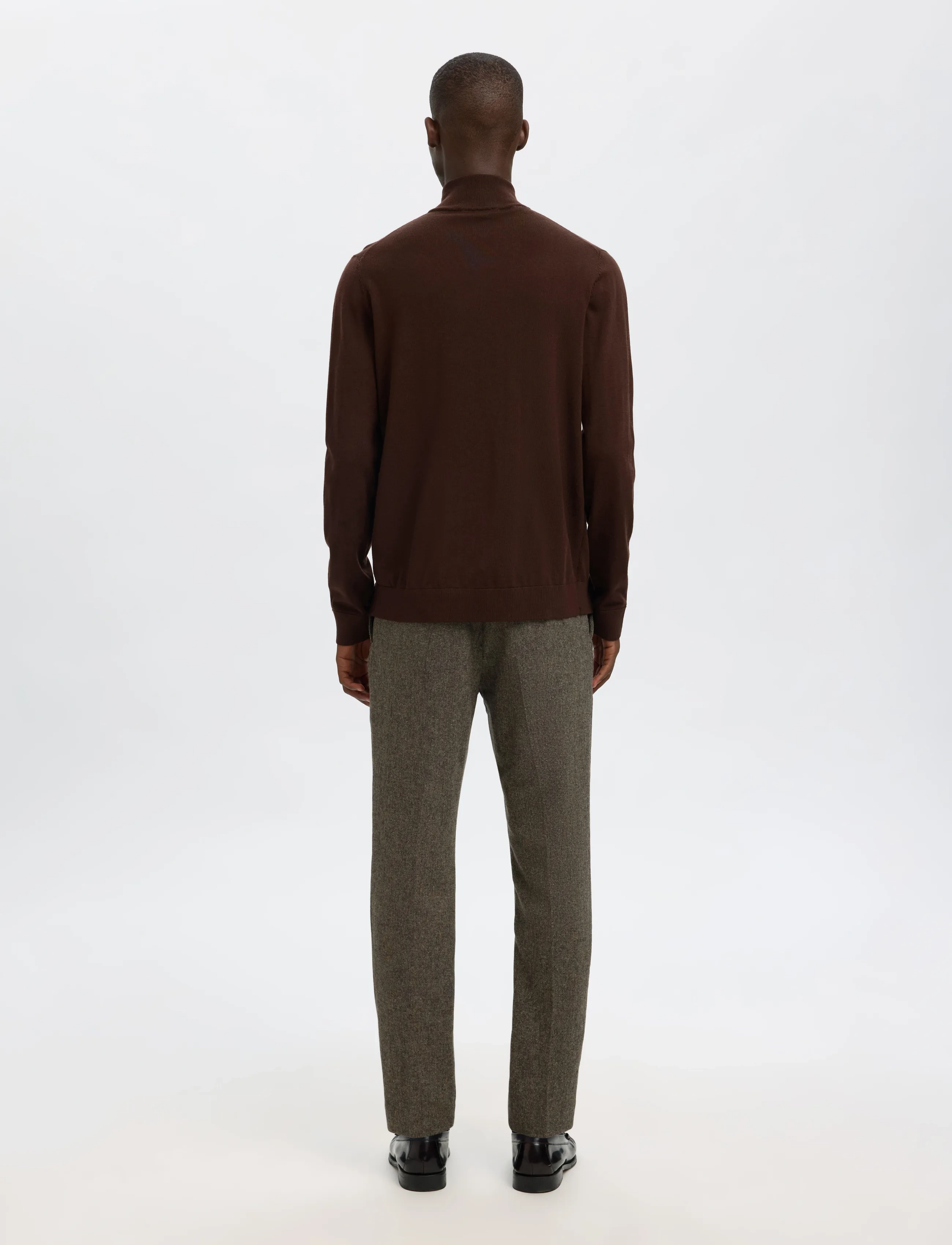 Selected - SLHTRAY LS KNIT MERINO HALF ZIP NOOS - pullover mit halbem reißverschluss - demitasse - 3
