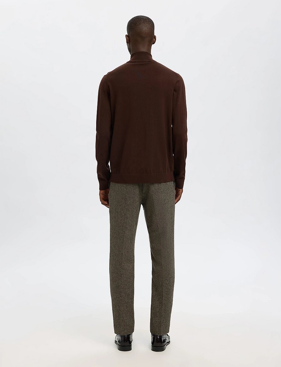 Selected - SLHTRAY LS KNIT MERINO HALF ZIP NOOS - pullover mit halbem reißverschluss - demitasse - 3