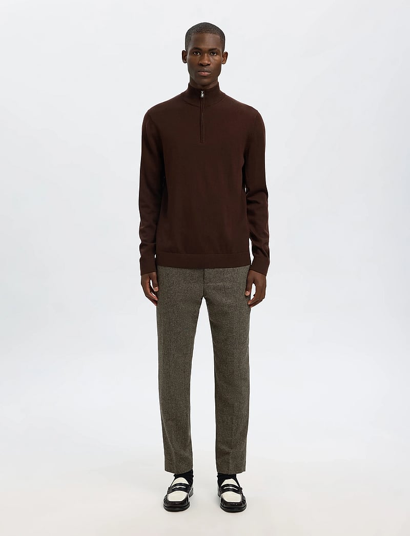 Selected - SLHTRAY LS KNIT MERINO HALF ZIP NOOS - half zip-tröjor - demitasse - 4
