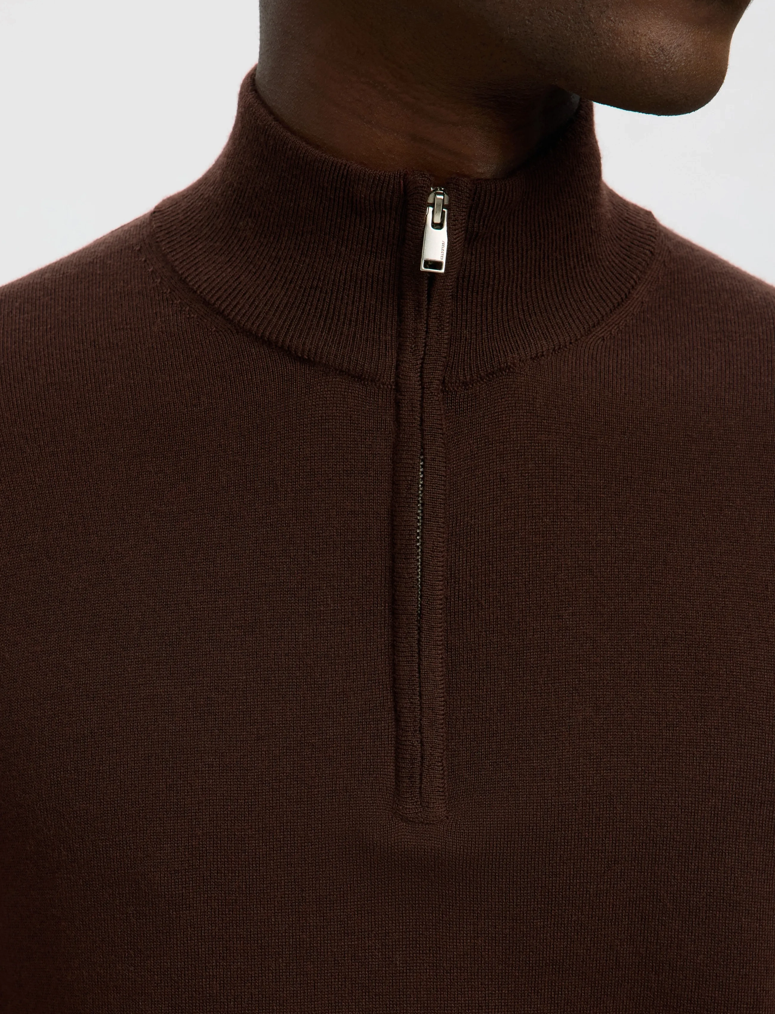 SELECTED Slhtray Ls Knit Merino Half Zip Noos stickade tröjor herr – bild 5