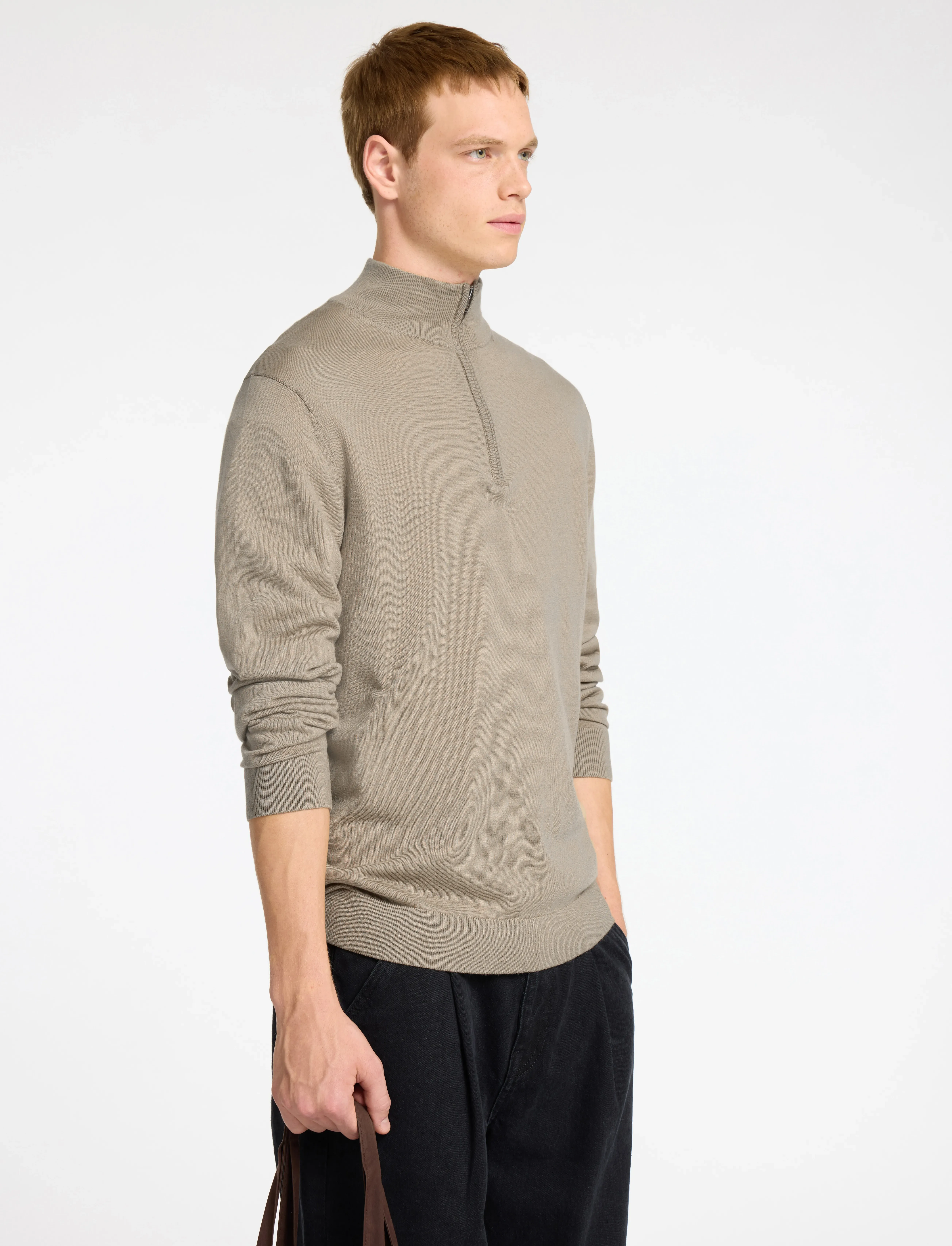 Selected - SLHTRAY LS KNIT MERINO HALF ZIP NOOS - mænd - kelp - 4
