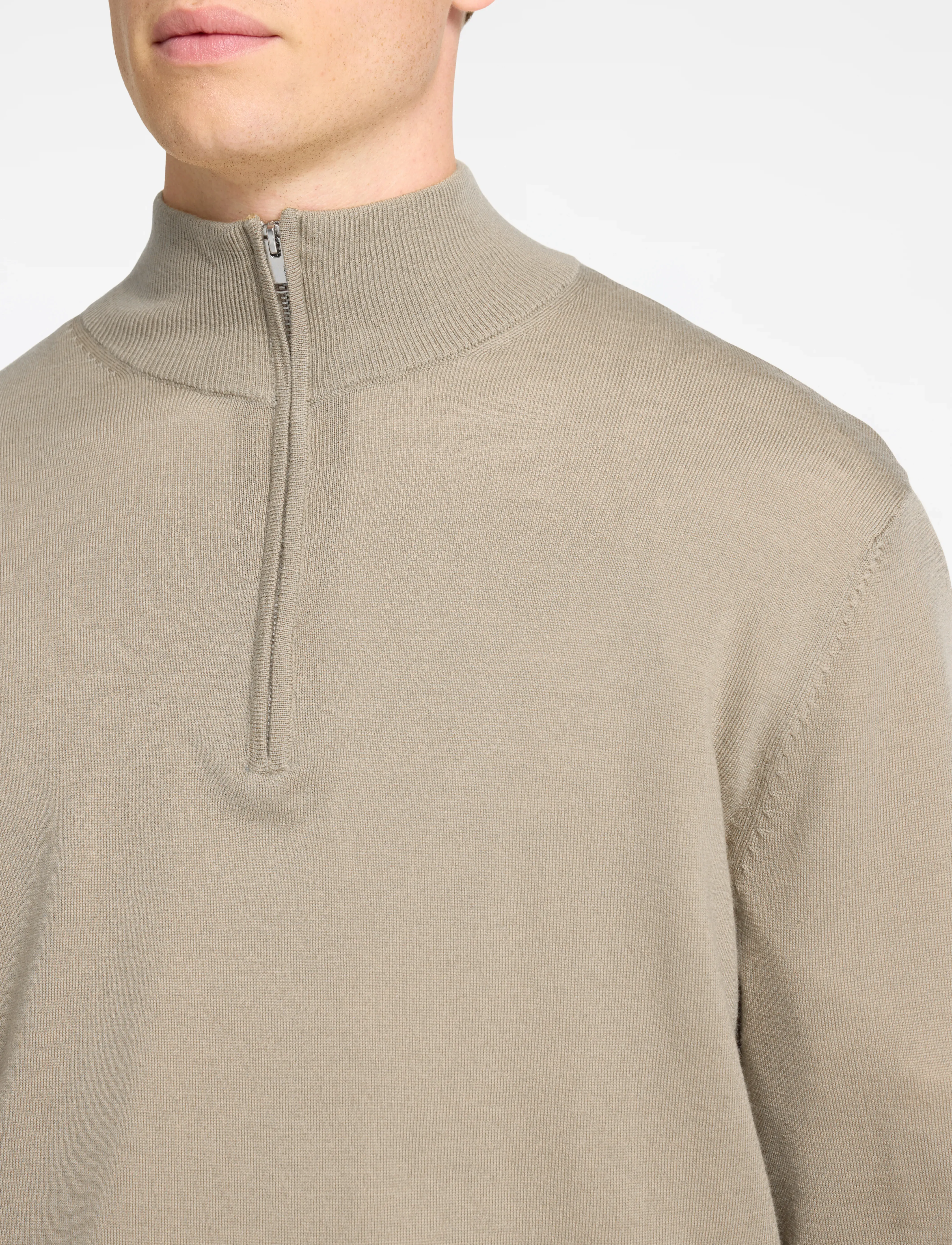 Selected - SLHTRAY LS KNIT MERINO HALF ZIP NOOS - mænd - kelp - 5