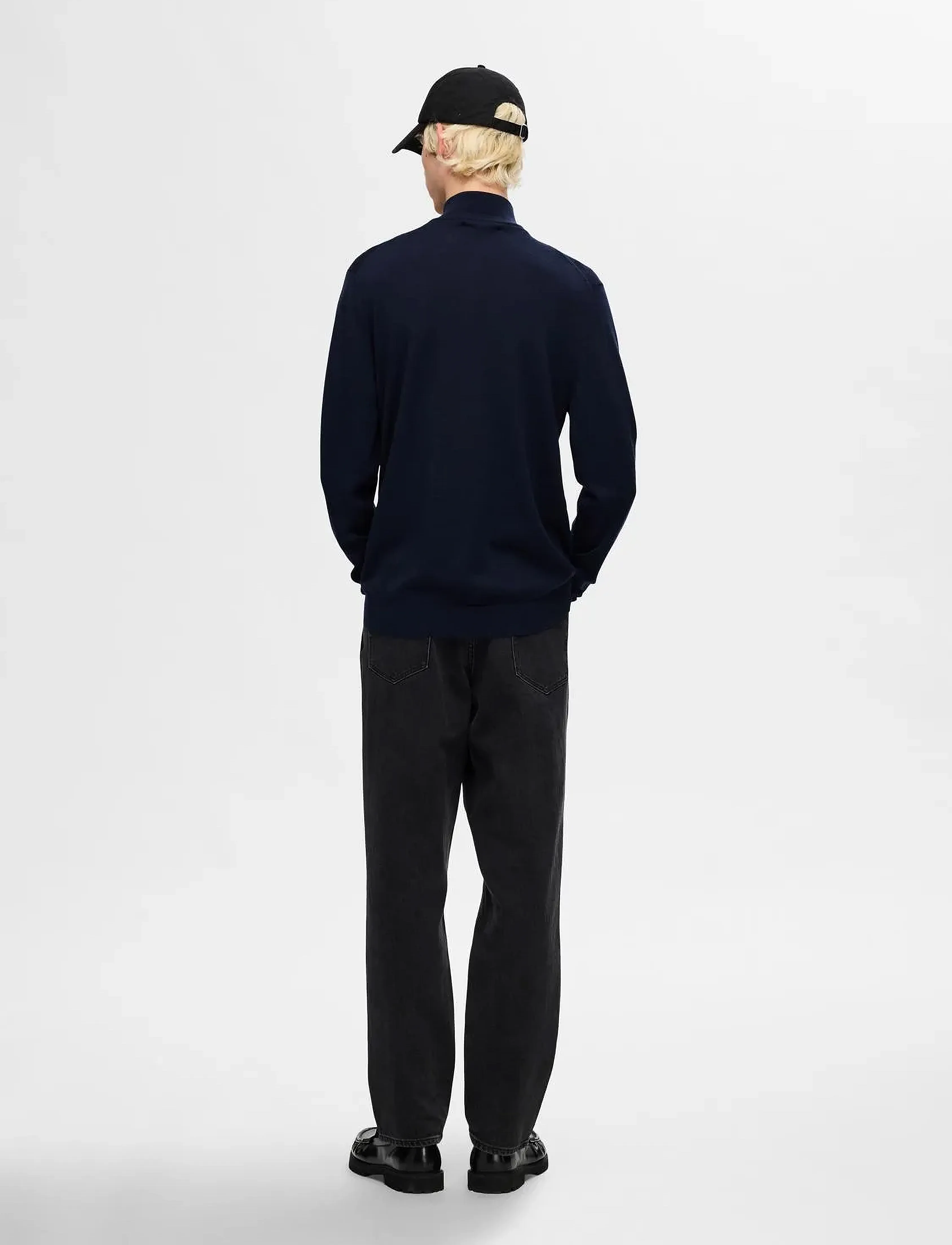 Selected - SLHTRAY LS KNIT MERINO HALF ZIP NOOS - herren - navy blazer - 3