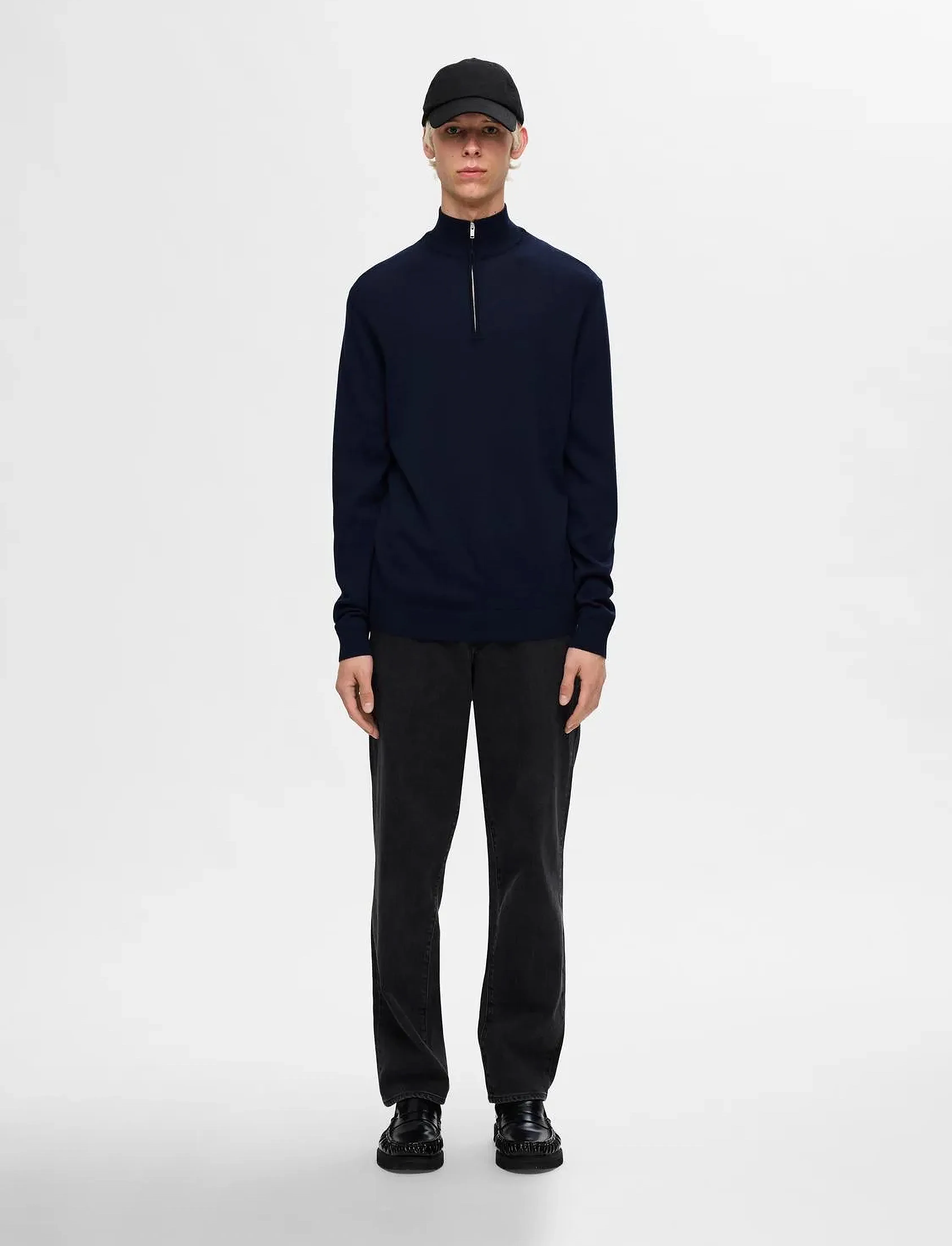 Selected - SLHTRAY LS KNIT MERINO HALF ZIP NOOS - herren - navy blazer - 4