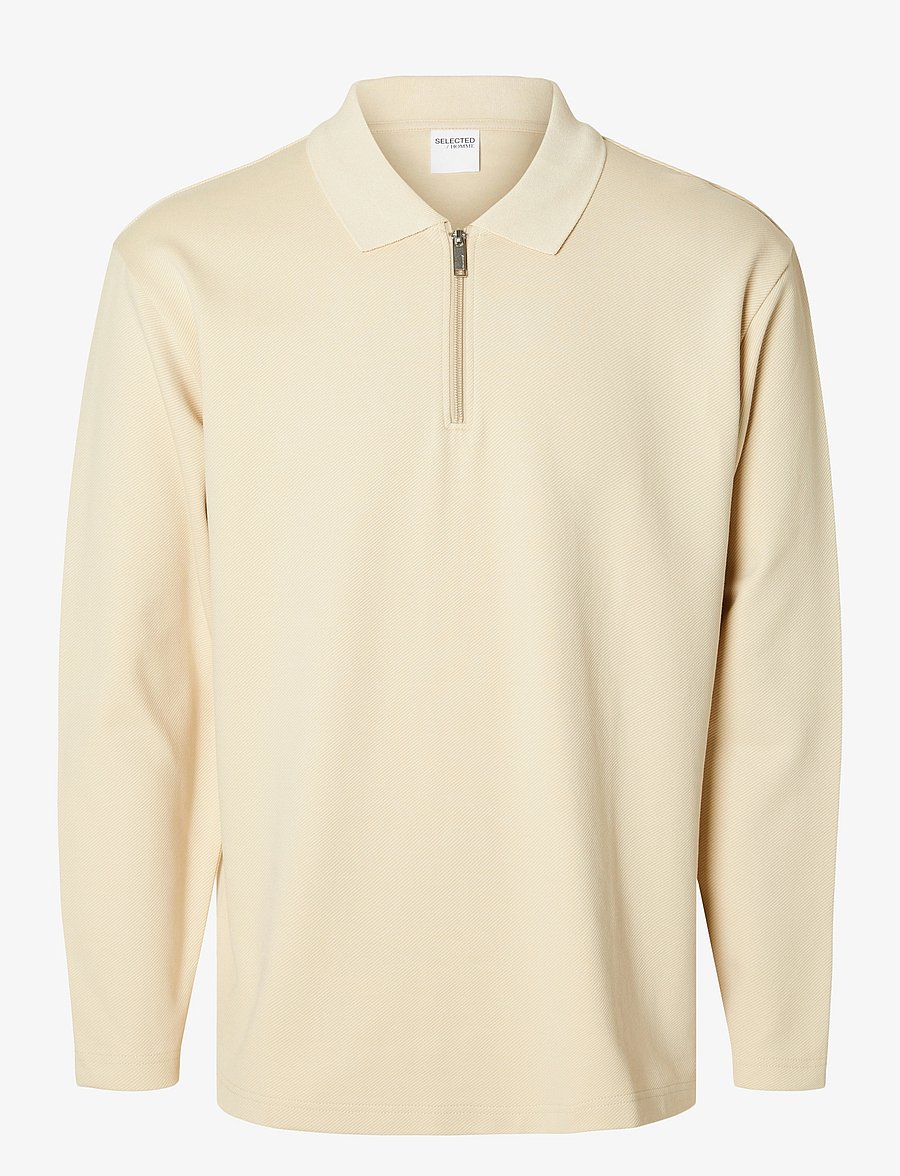 Selected - SLHRELAXHANK LS POLO SWEAT - fog - 1