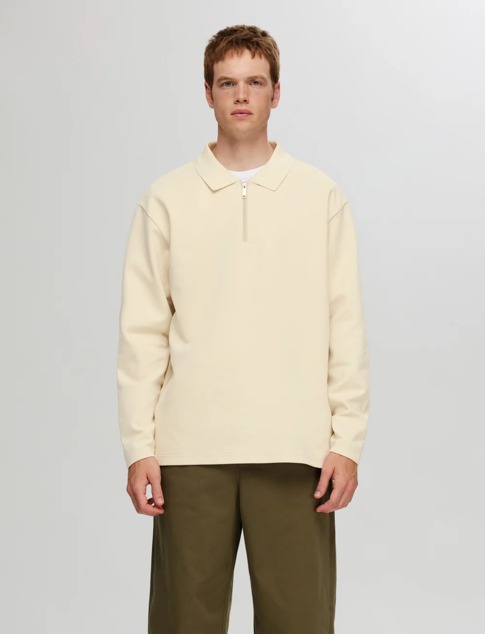 Selected - SLHRELAXHANK LS POLO SWEAT - långärmade pikéer - fog - 0