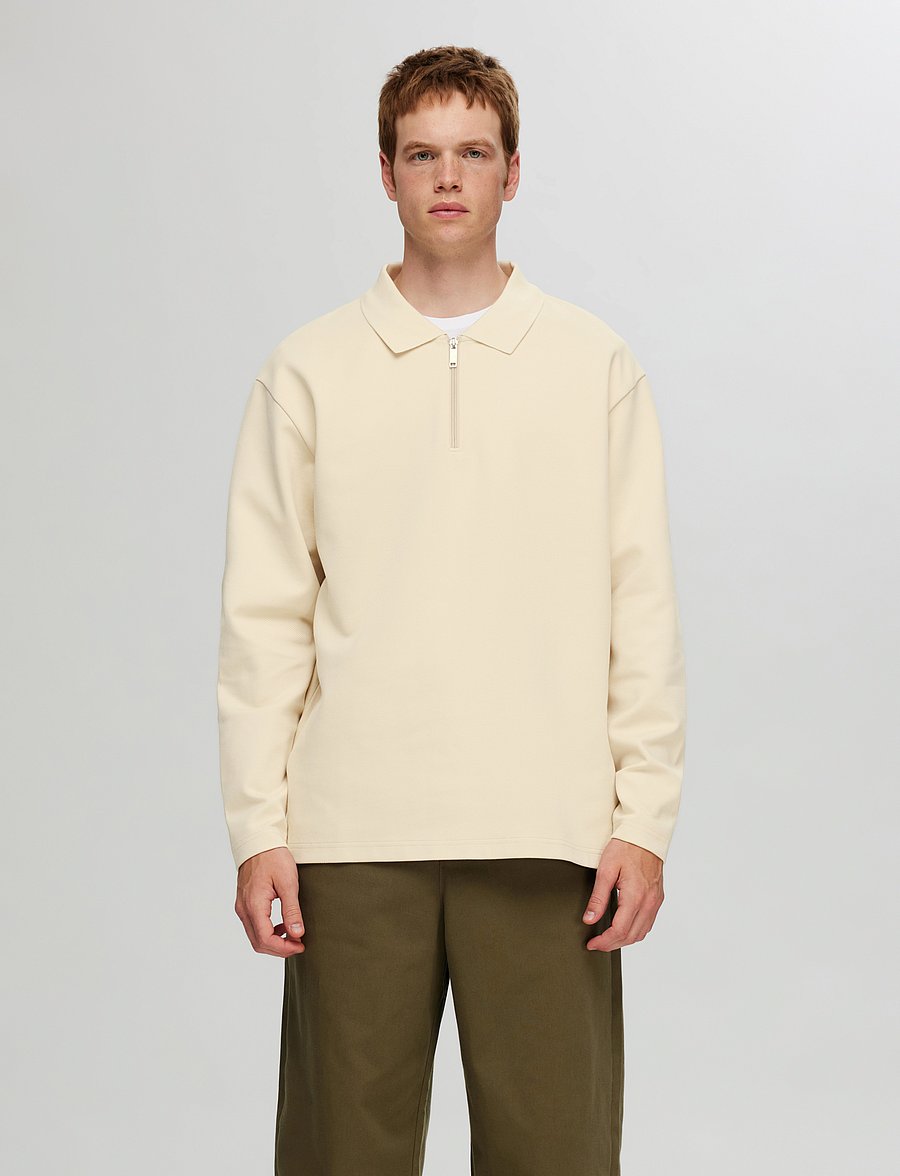Selected - SLHRELAXHANK LS POLO SWEAT - fog - 0