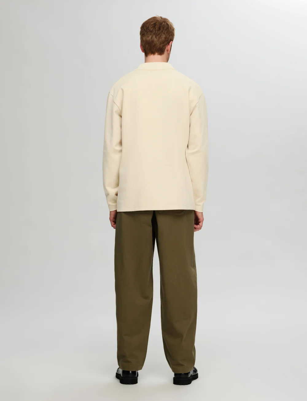 Selected - SLHRELAXHANK LS POLO SWEAT - långärmade pikéer - fog - 2