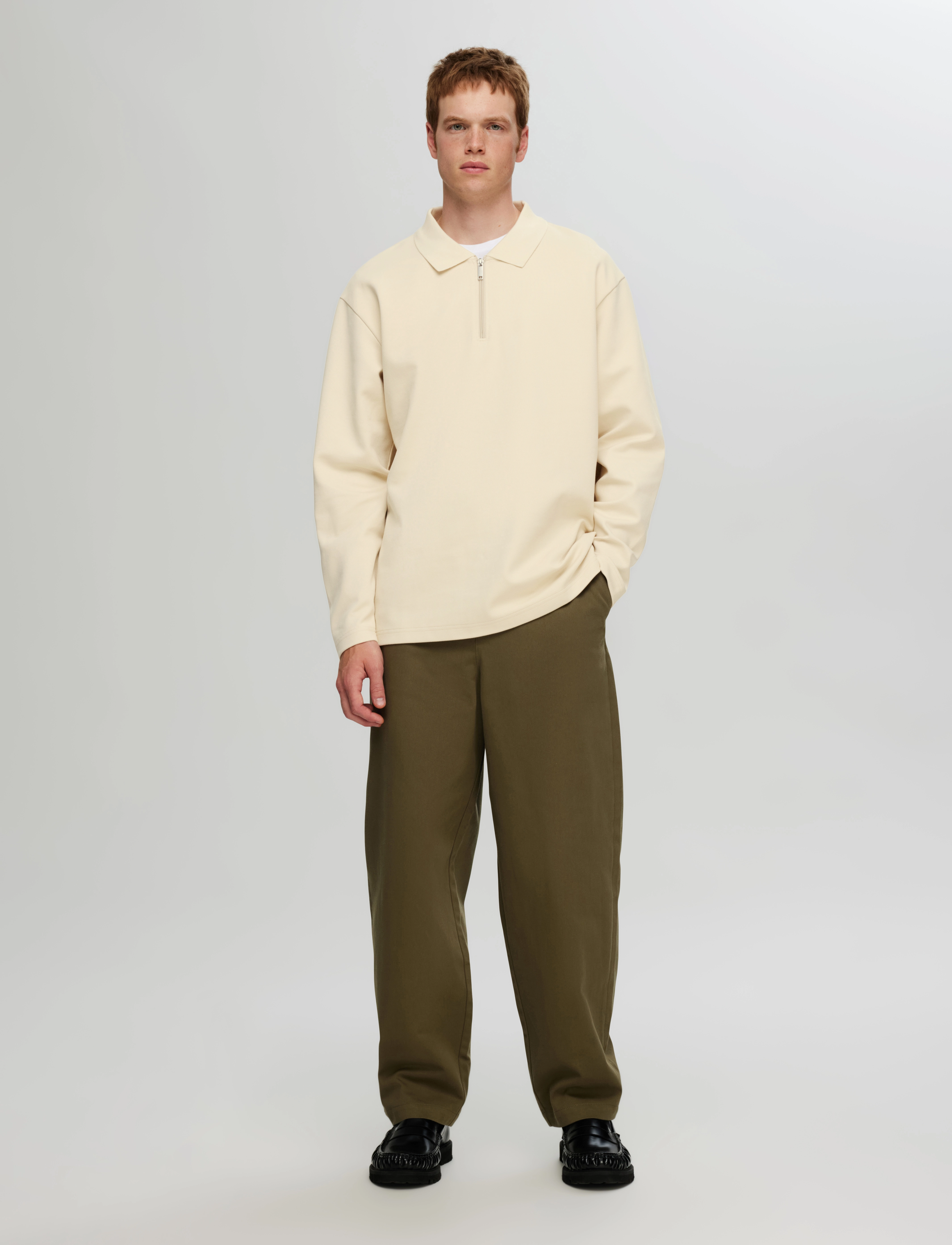 Selected - SLHRELAXHANK LS POLO SWEAT - fog - 3