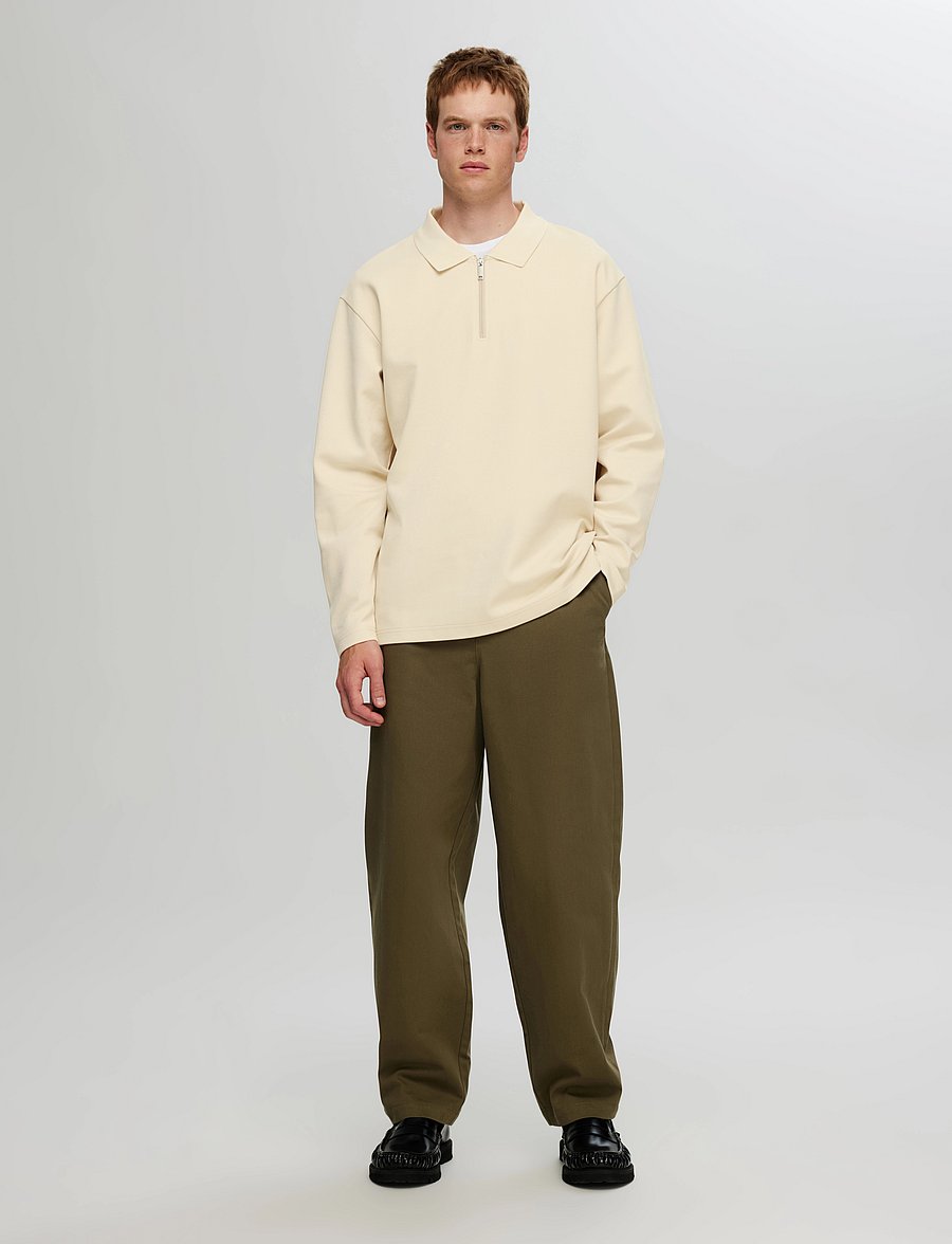 Selected - SLHRELAXHANK LS POLO SWEAT - fog - 3