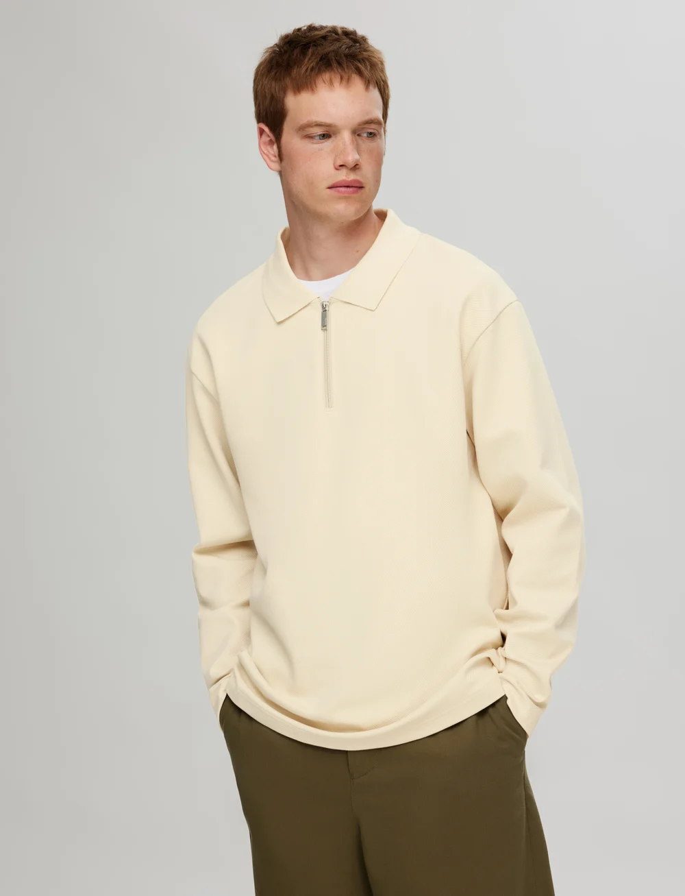 Selected - SLHRELAXHANK LS POLO SWEAT - långärmade pikéer - fog - 5