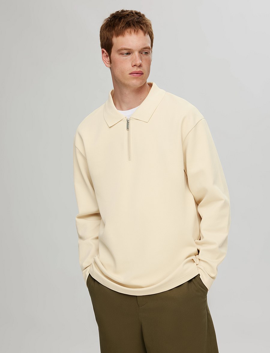 Selected - SLHRELAXHANK LS POLO SWEAT - fog - 5