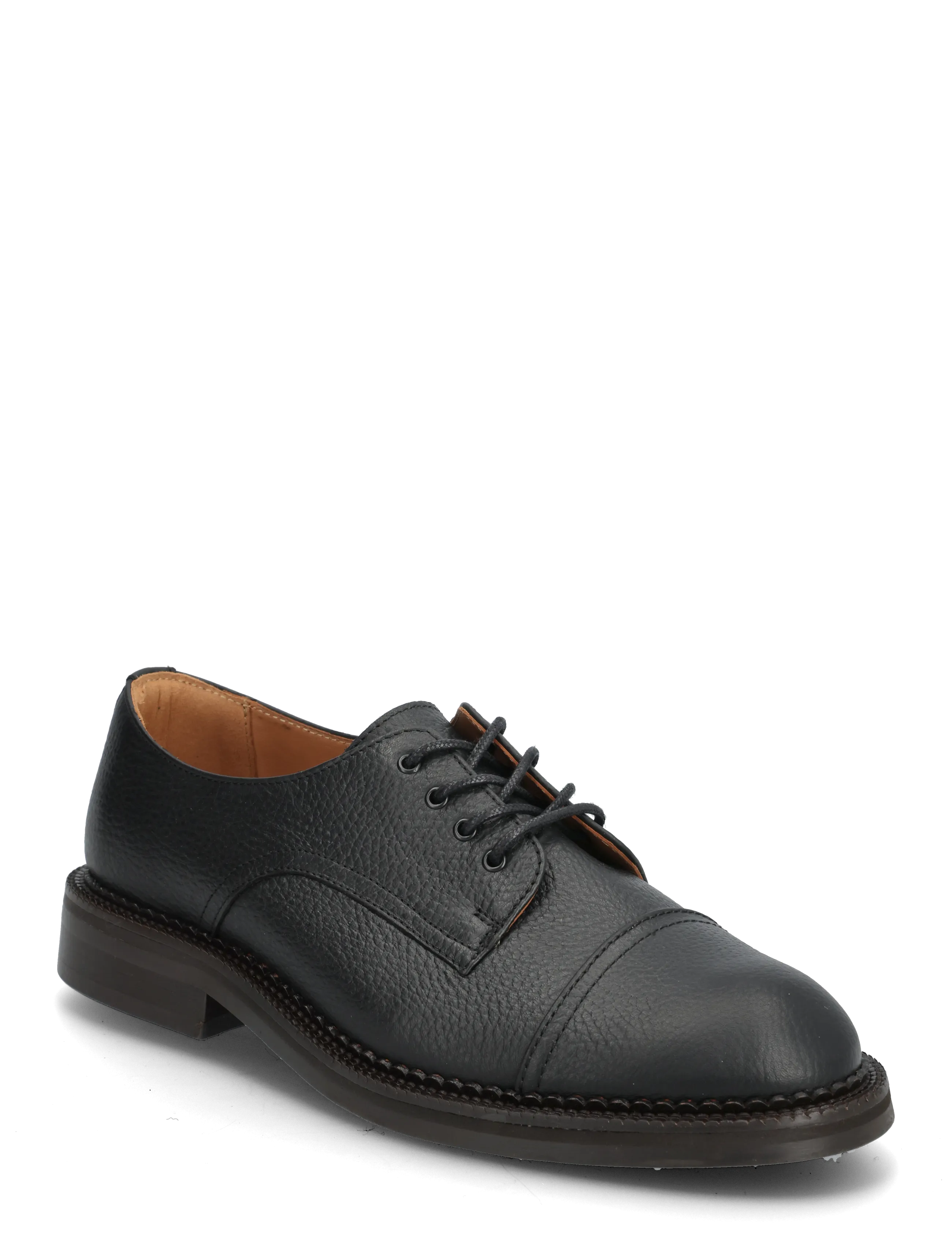 Selected Slhotis Leather Toe-Cap Shoe, Mænd, Tåkap Snøresko, Sort, Str: 40