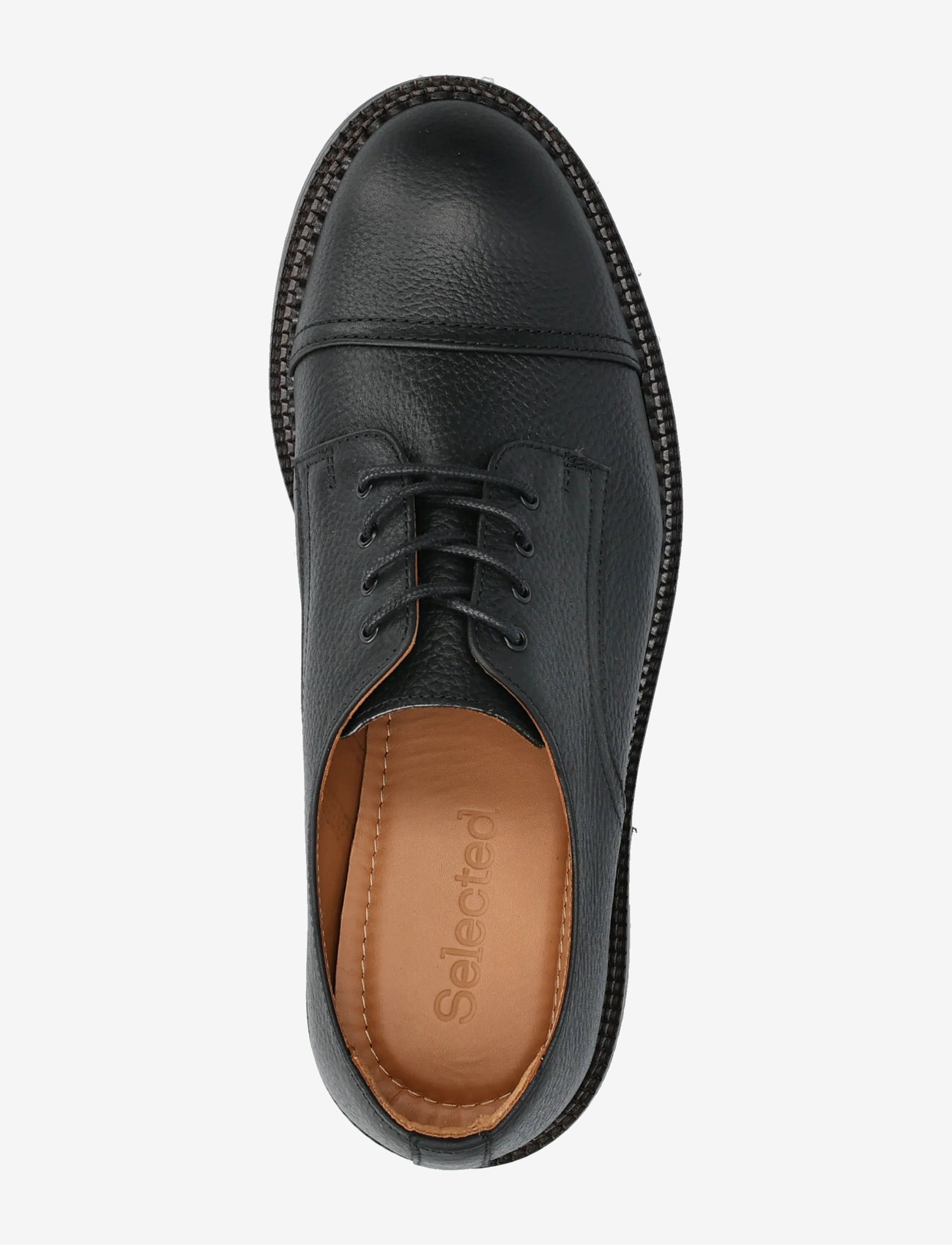 Selected - SLHOTIS LEATHER TOE-CAP SHOE - derby skór - black - 3