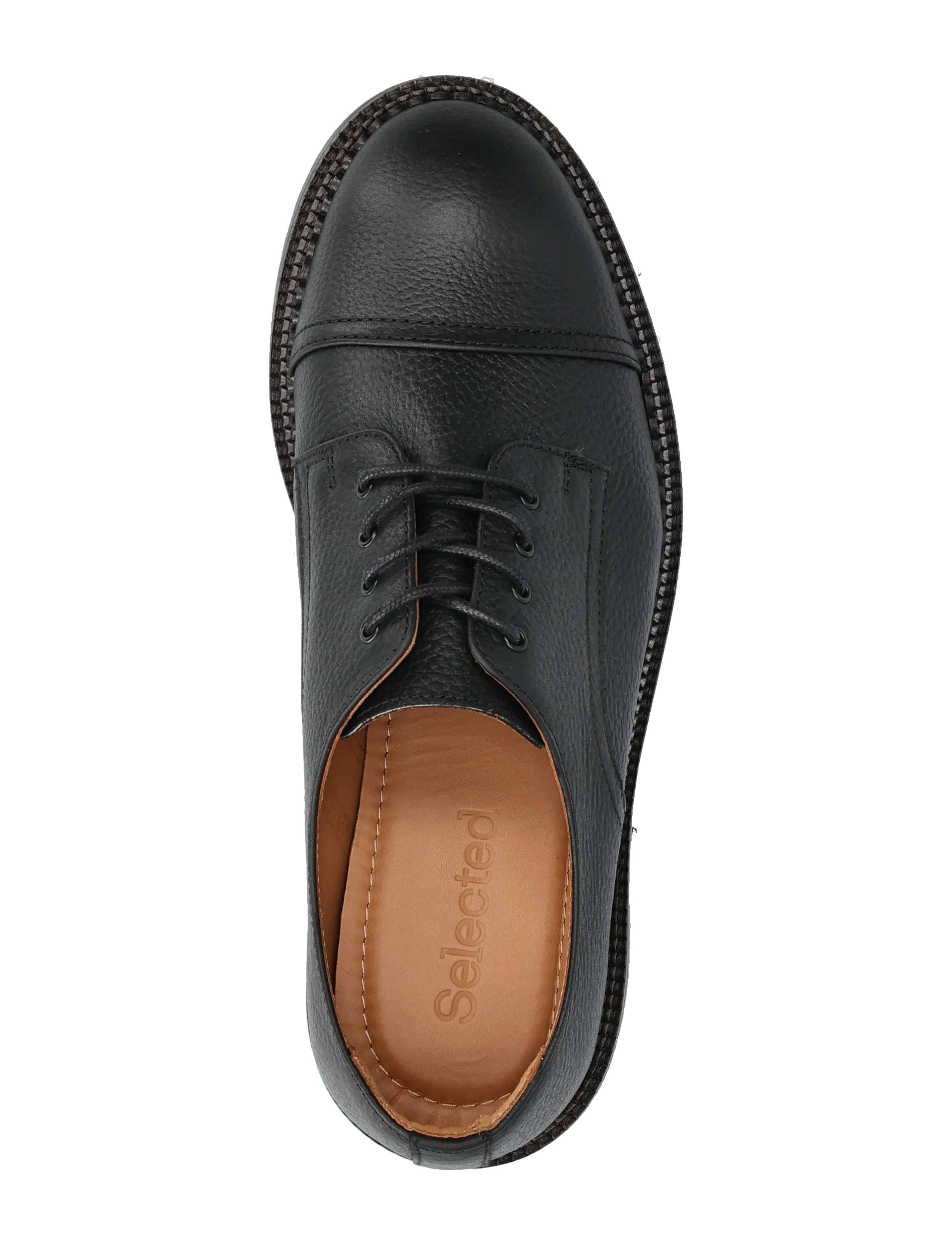 Selected - SLHOTIS LEATHER TOE-CAP SHOE - derby sko - black - 3