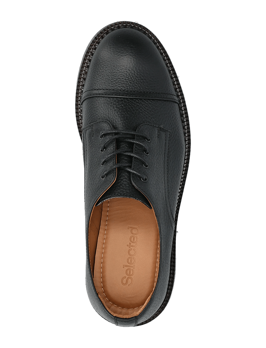Selected - SLHOTIS LEATHER TOE-CAP SHOE - derby-schuhe - black - 3