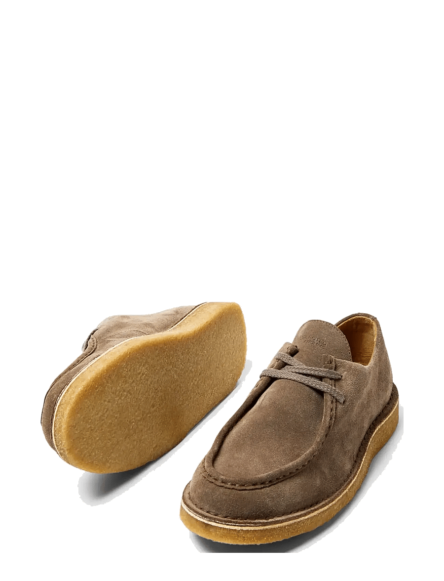 Selected - SLHCHRISTIAN SUEDE WEDGE MOC-TOE SHOE - moc toe skor - almondine - 2