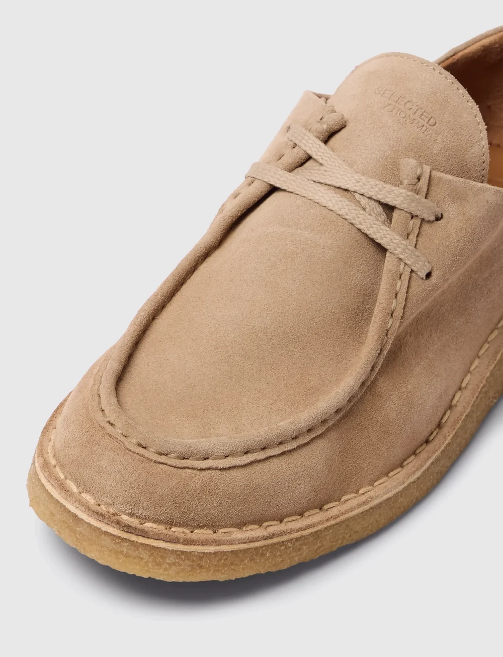 Selected - SLHCHRISTIAN SUEDE WEDGE MOC-TOE SHOE - moc toe sko - sand - 4