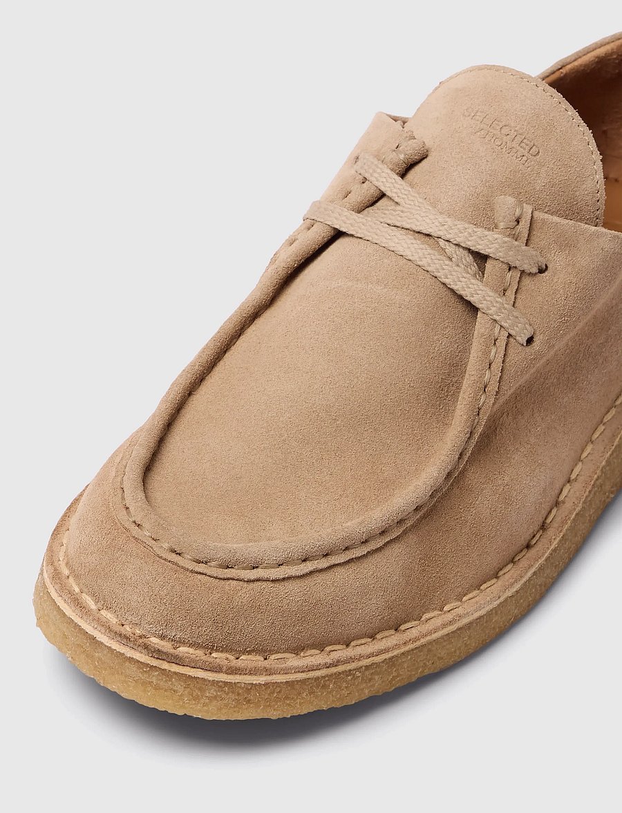 Selected - SLHCHRISTIAN SUEDE WEDGE MOC-TOE SHOE - moc toe sko - sand - 5