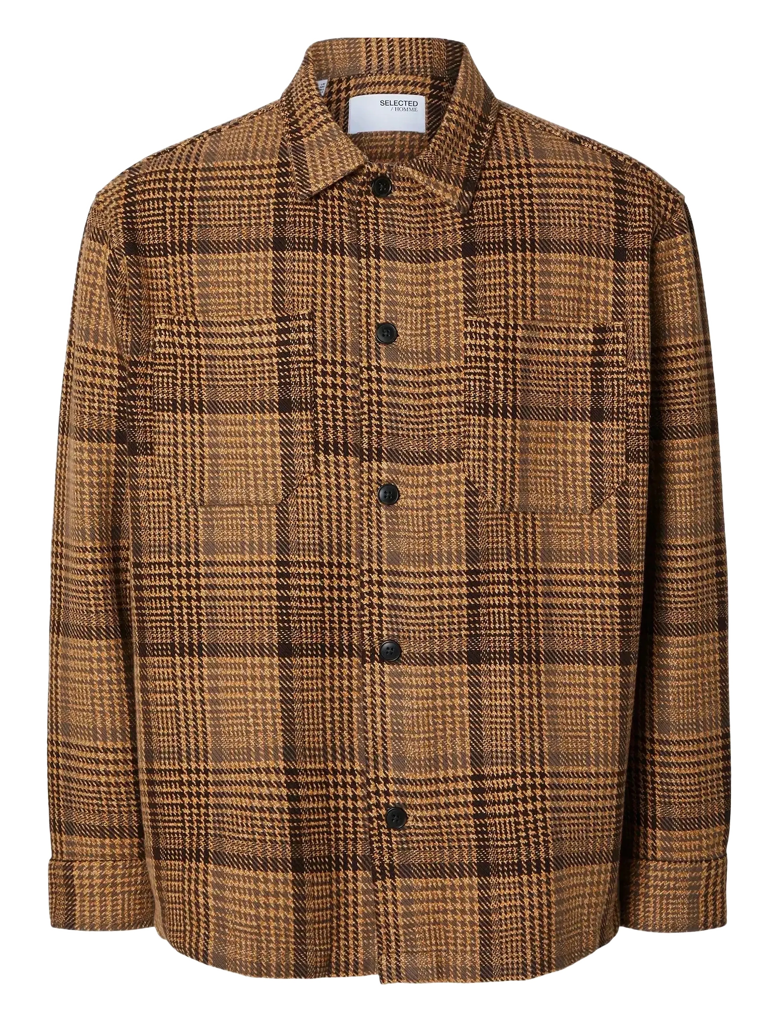 Selected SLHBOXY-HOUNDSTOOTH BIG CHECK OVERSHIRT - Overshirts - CHOCOLATE TORTE / brown