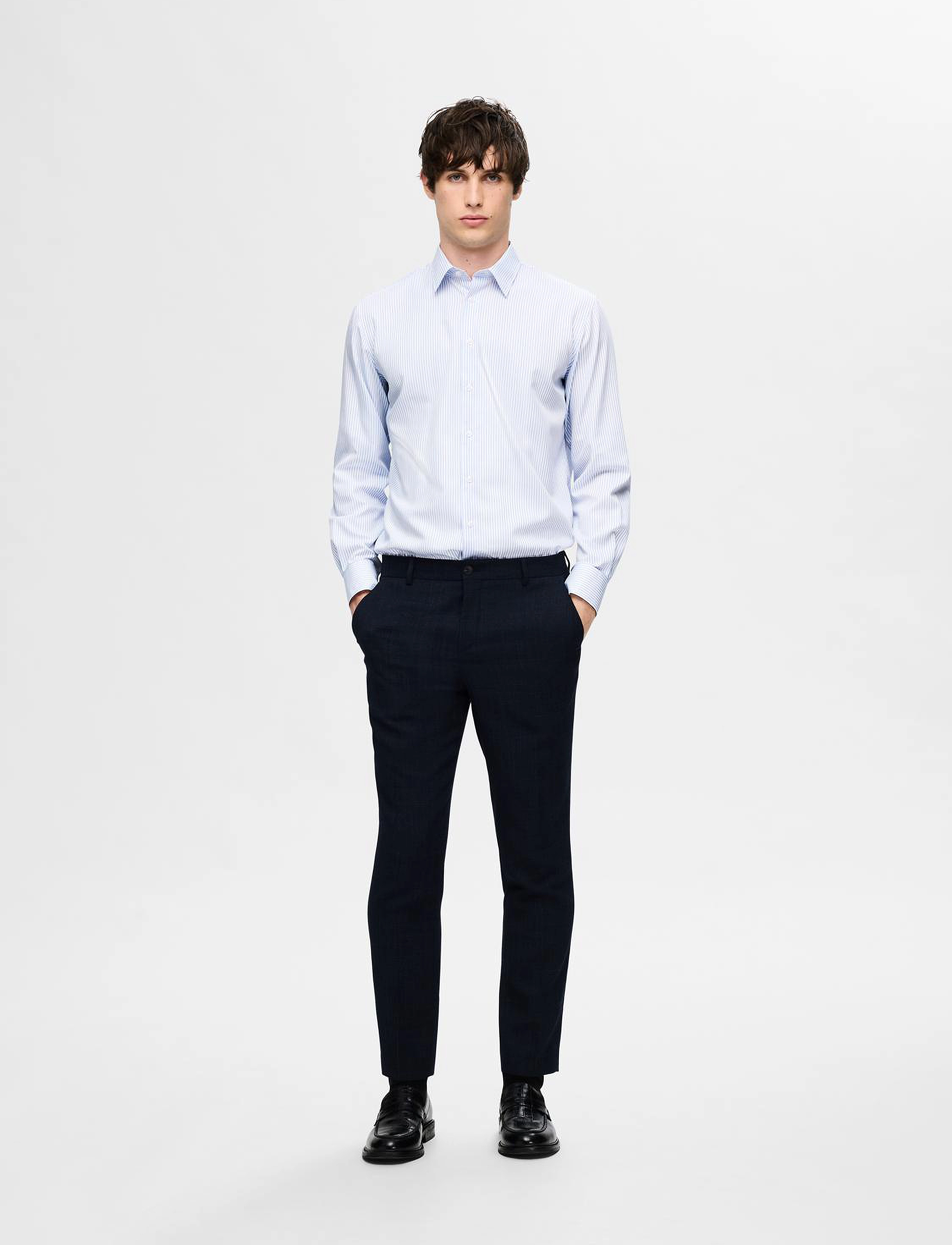 Selected Homme - SLHREGSOHO-ERIC STRIPE SHIRT LS - bright white - 4