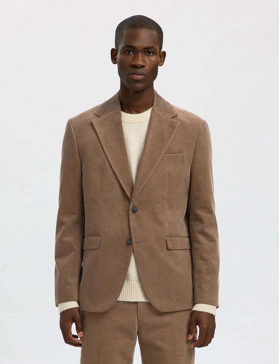 Selected - SLHREG-DUCA CORDUROY BLZ - enkeltradede blazere - brownie - 0
