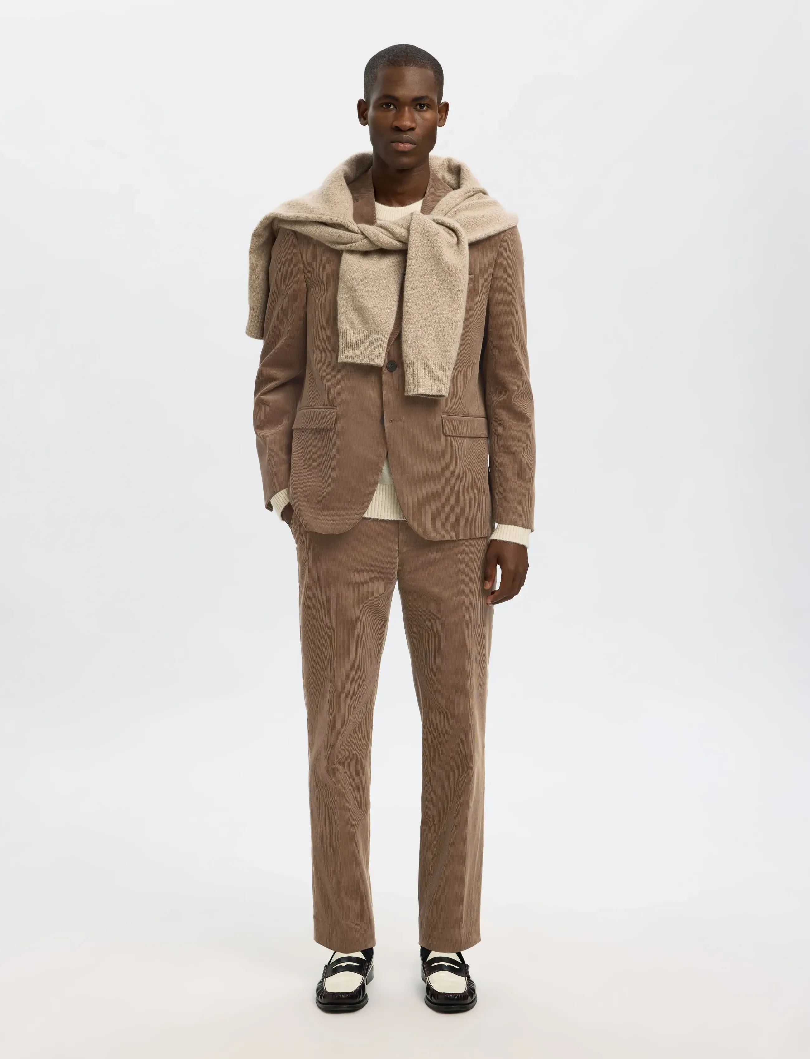 Selected - SLHREG-DUCA CORDUROY BLZ - enkeltradede blazere - brownie - 3