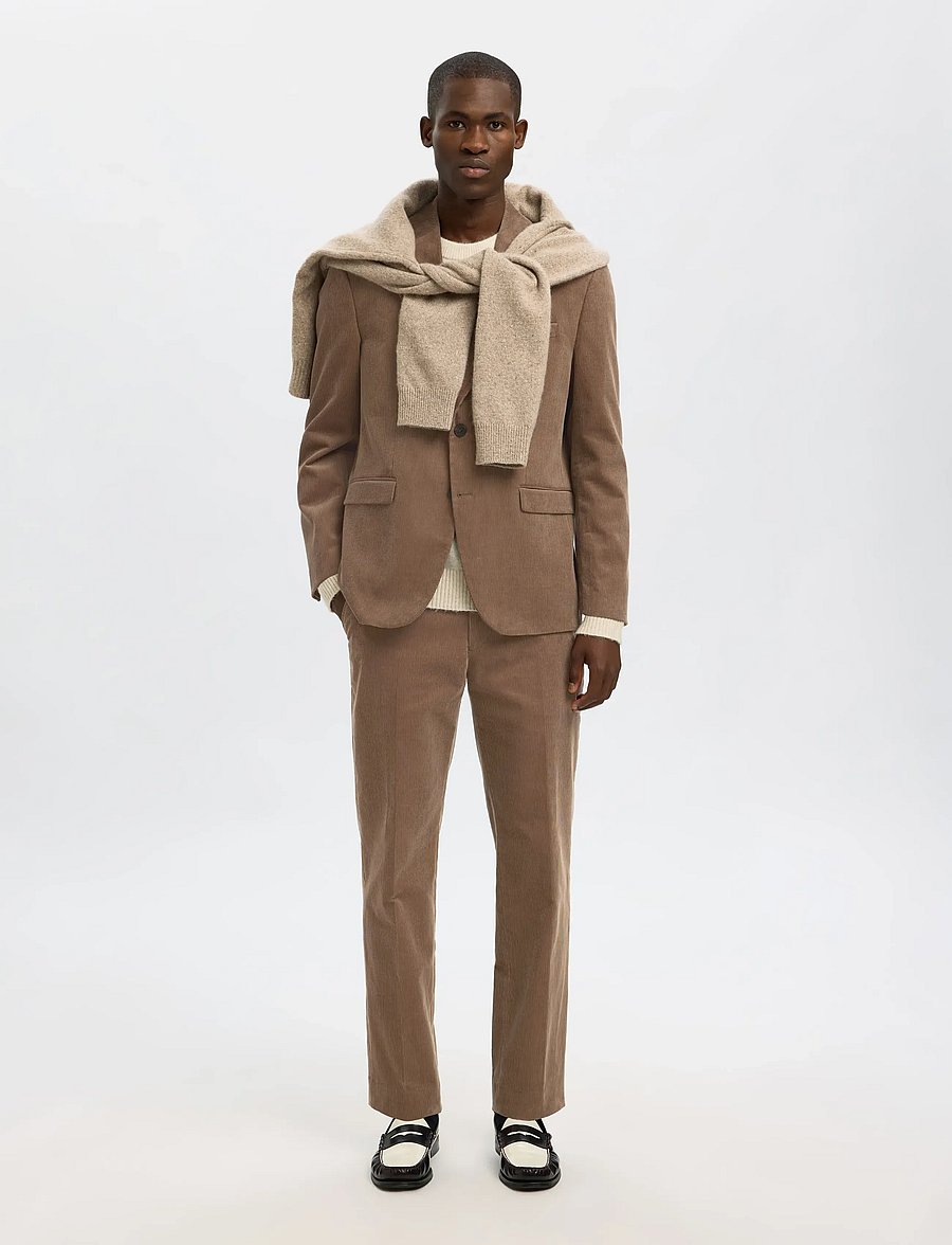 Selected - SLHREG-DUCA CORDUROY BLZ - enkeltradede blazere - brownie - 3