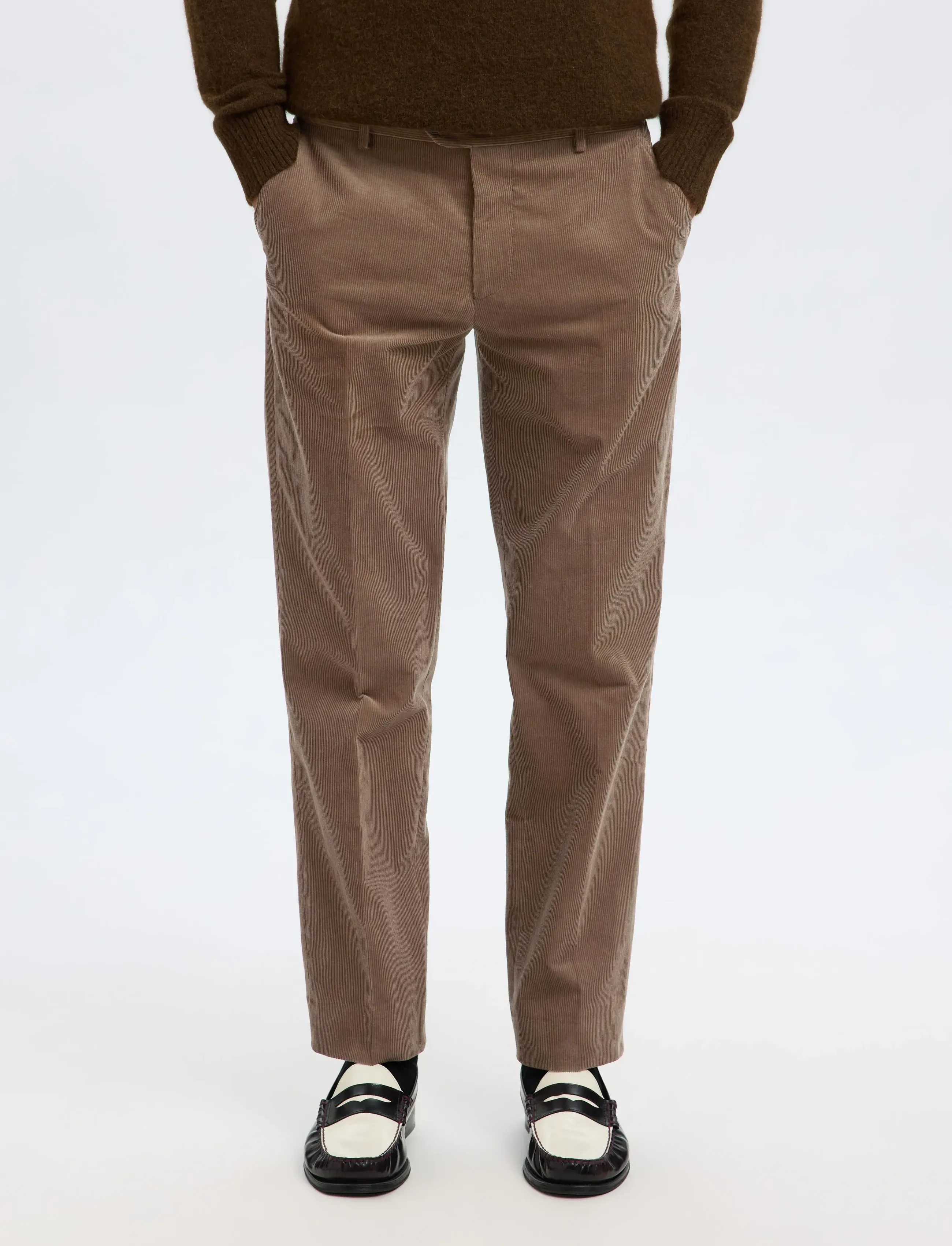 Selected SLHREG-DUCA CORDUROY TRS - Püksid - BROWNIE / brown