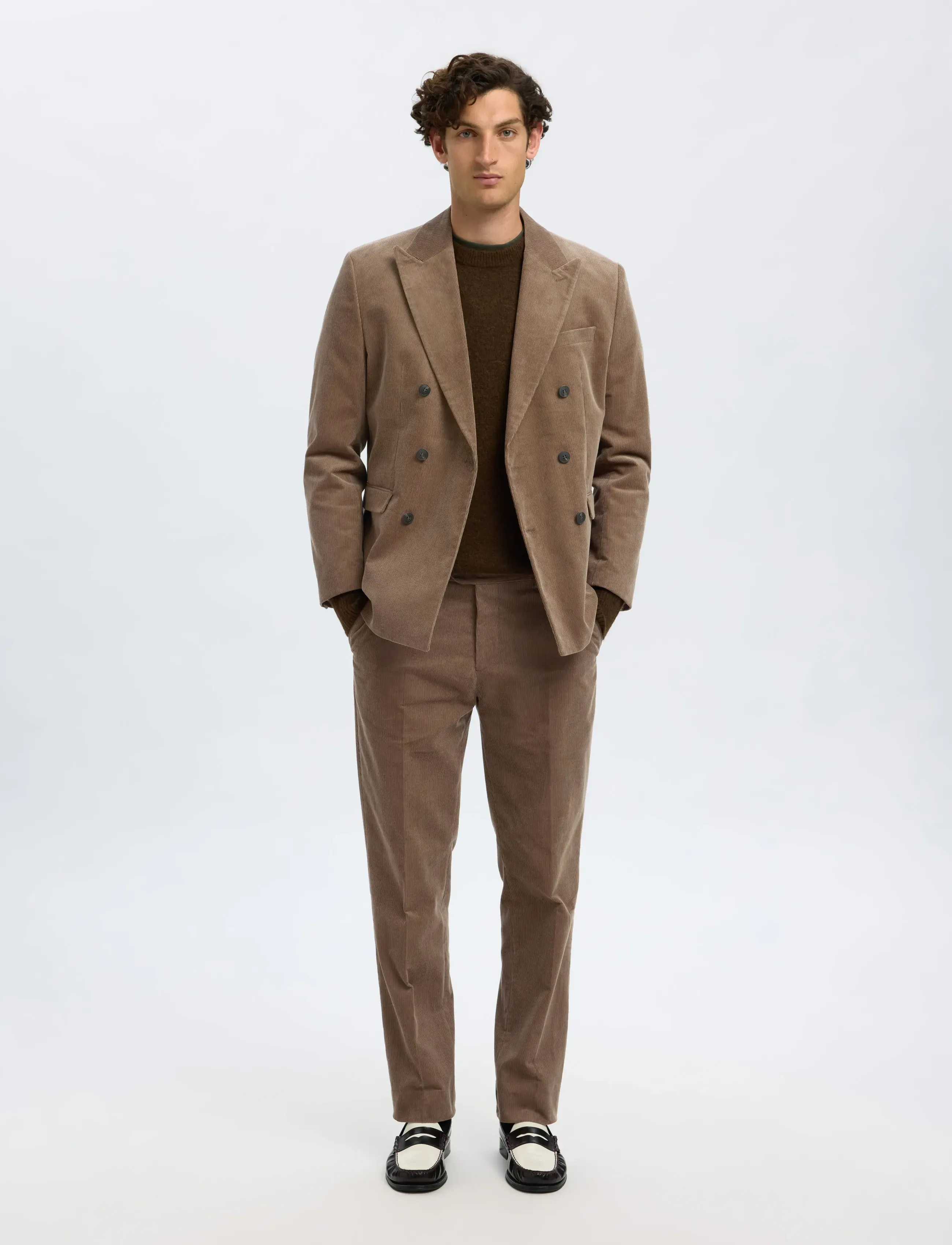Selected - SLHREG-DUCA CORDUROY TRS - casual - brownie - 5