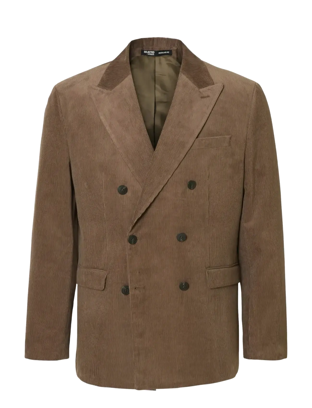 Selected SLHREG-DUCA CORDUROY DB PEAK BLZ - Kaksiriviset bleiserit - BROWNIE / brown