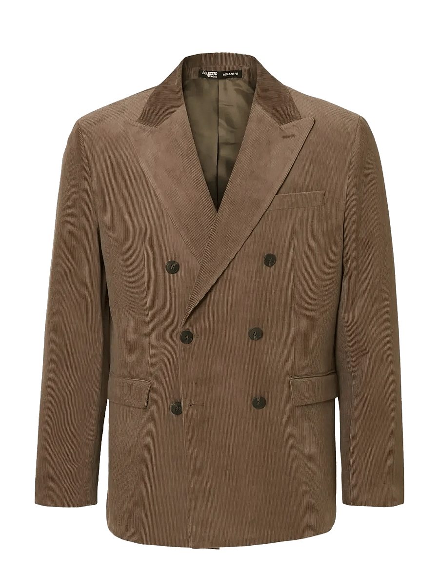 Selected - SLHREG-DUCA CORDUROY DB PEAK BLZ - zweireiher - brownie - 1