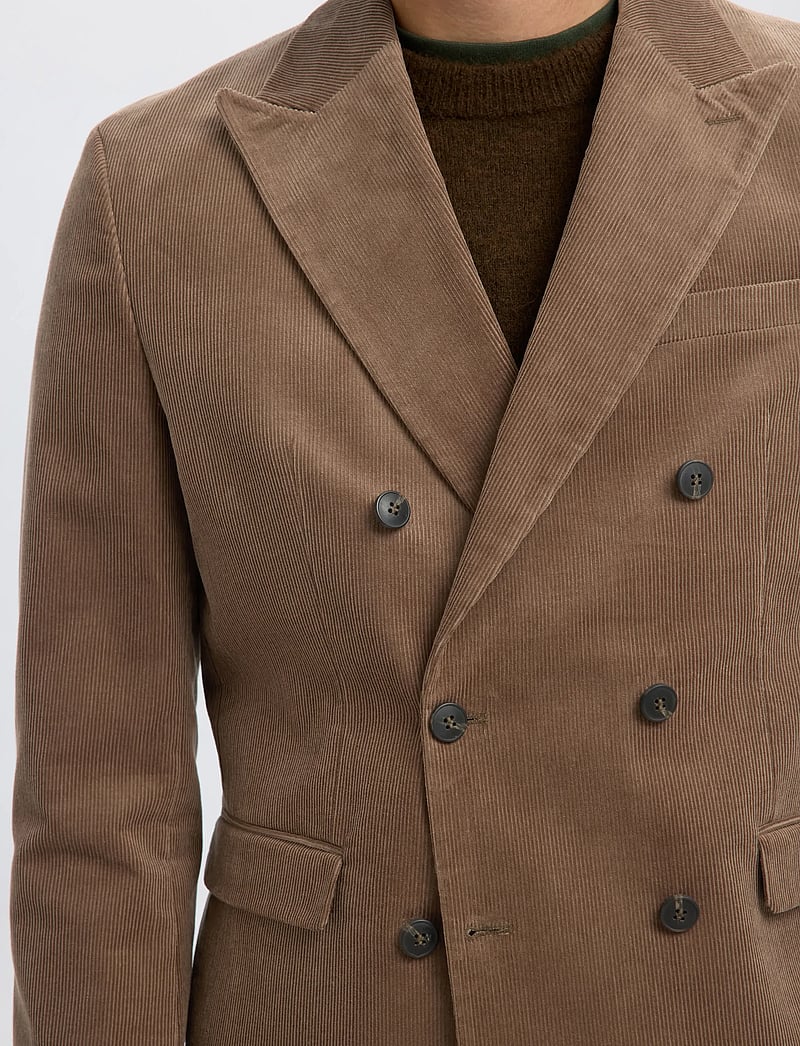 Selected - SLHREG-DUCA CORDUROY DB PEAK BLZ - dubbelknäppta kavajer - brownie - 4