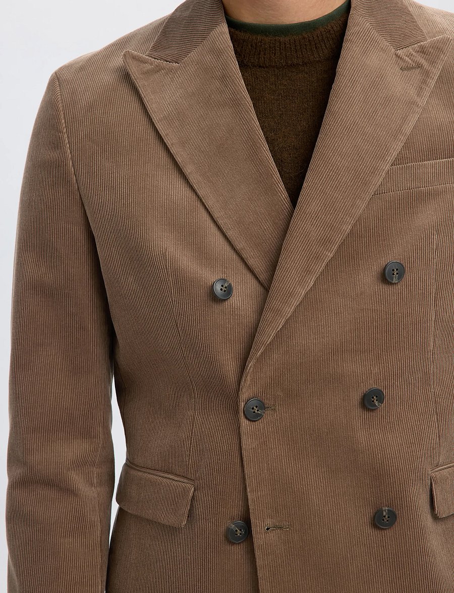 Selected - SLHREG-DUCA CORDUROY DB PEAK BLZ - zweireiher - brownie - 4