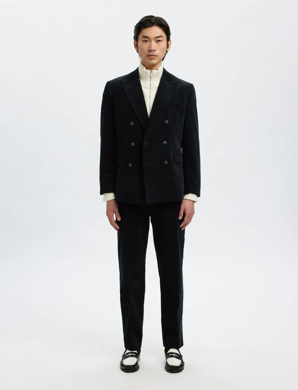 Selected - SLHREG-DUCA CORDUROY DB PEAK BLZ - dubbelknäppta kavajer - sky captain - 3