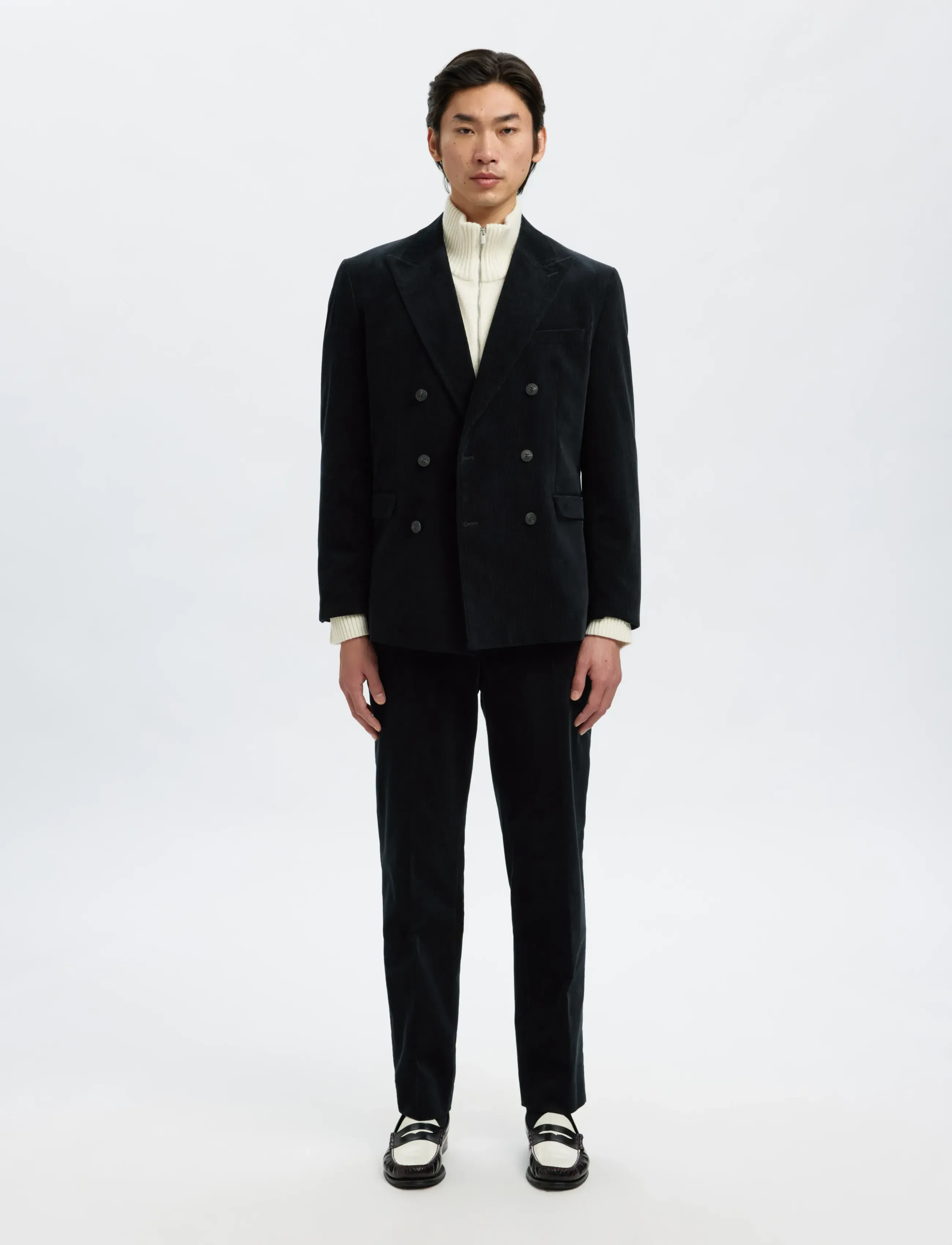 Selected - SLHREG-DUCA CORDUROY DB PEAK BLZ - zweireiher - sky captain - 3