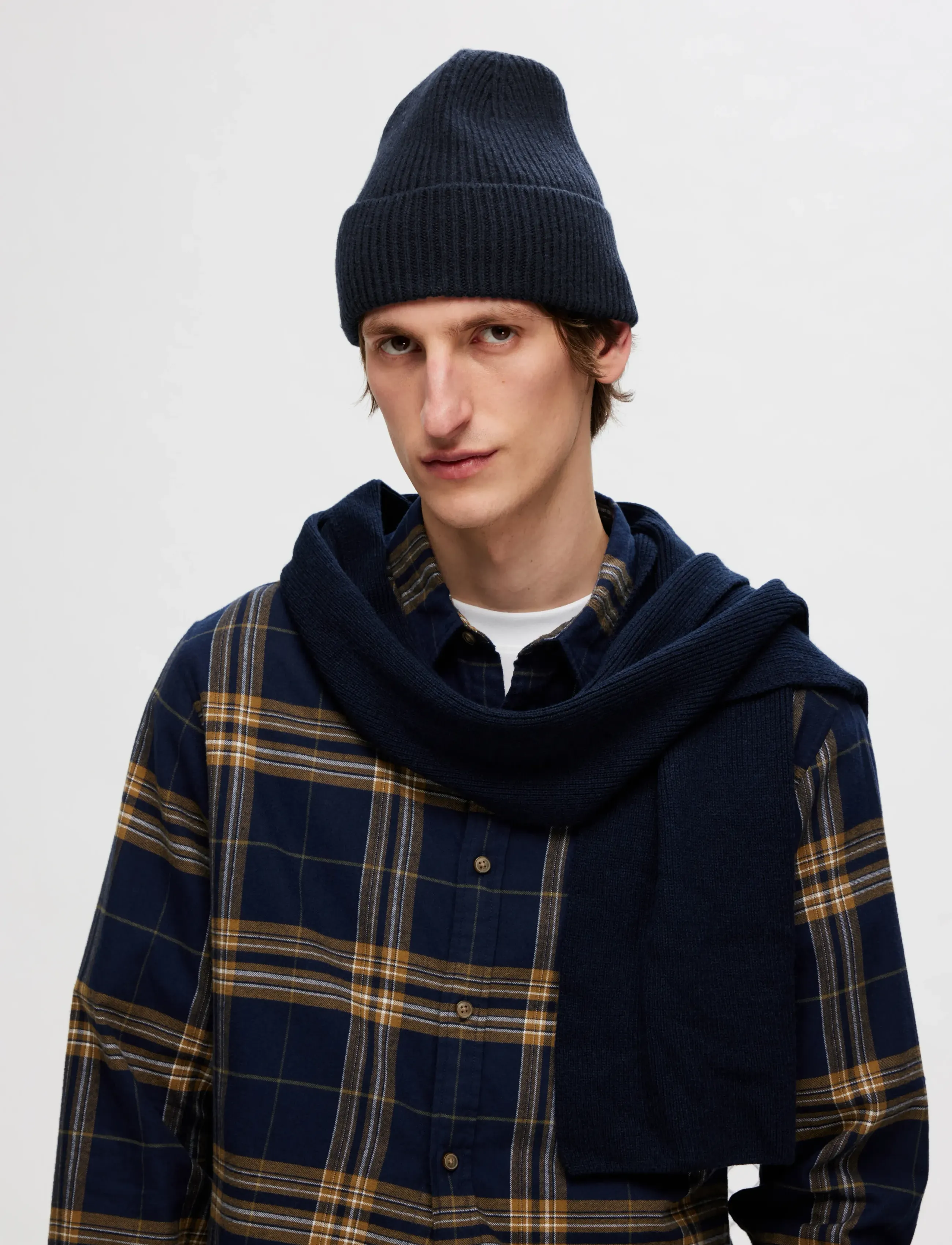 Selected Slhmason Merino Wool Beanie Noos, One Size, Headwear, Marineblau - Beanies, Männerswear