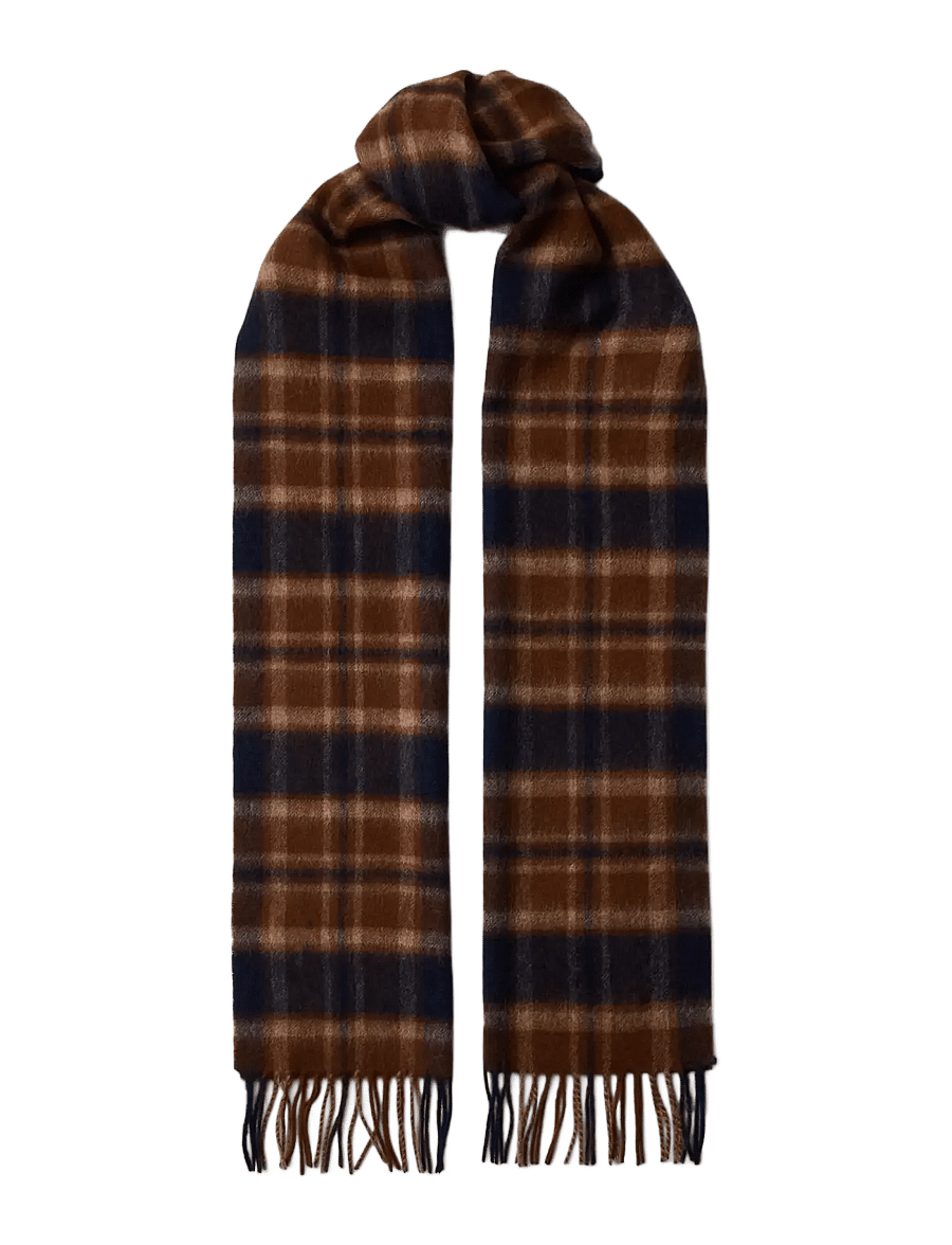 Selected - SLMTOPE WOOL CHECK SCARF - halstørklæder - dijon - 0
