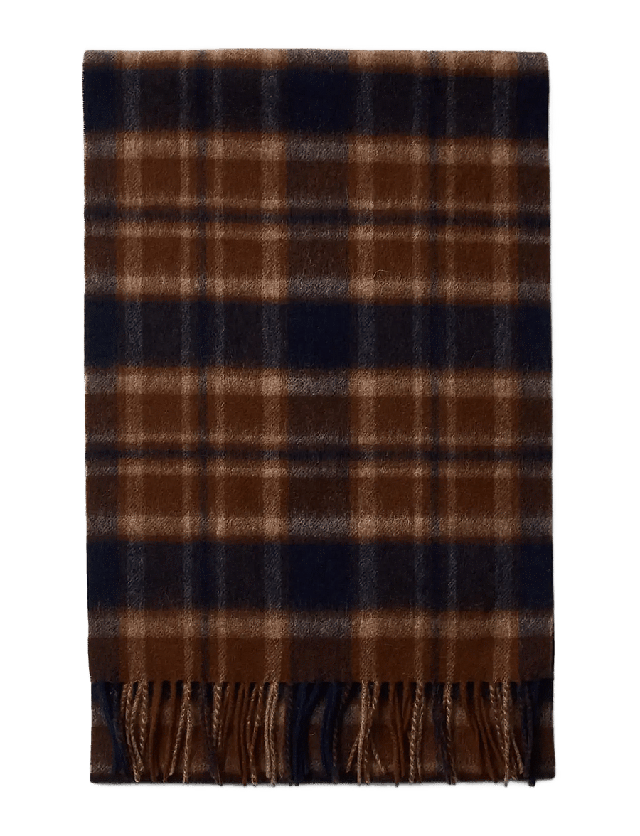 Selected - SLMTOPE WOOL CHECK SCARF - halstørklæder - dijon - 1