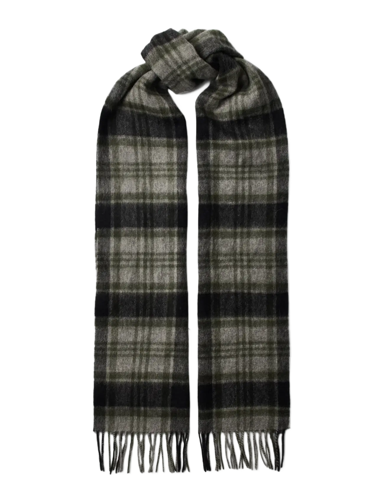 Selected SLMTOPE WOOL CHECK SCARF - Accessories - LIGHT GREY MELANGE / grey