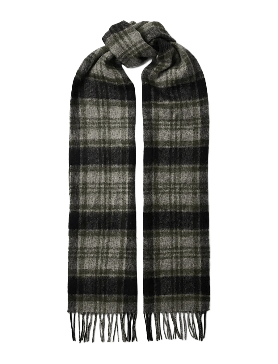 Selected - SLMTOPE WOOL CHECK SCARF - halstørklæder - light grey melange - 0
