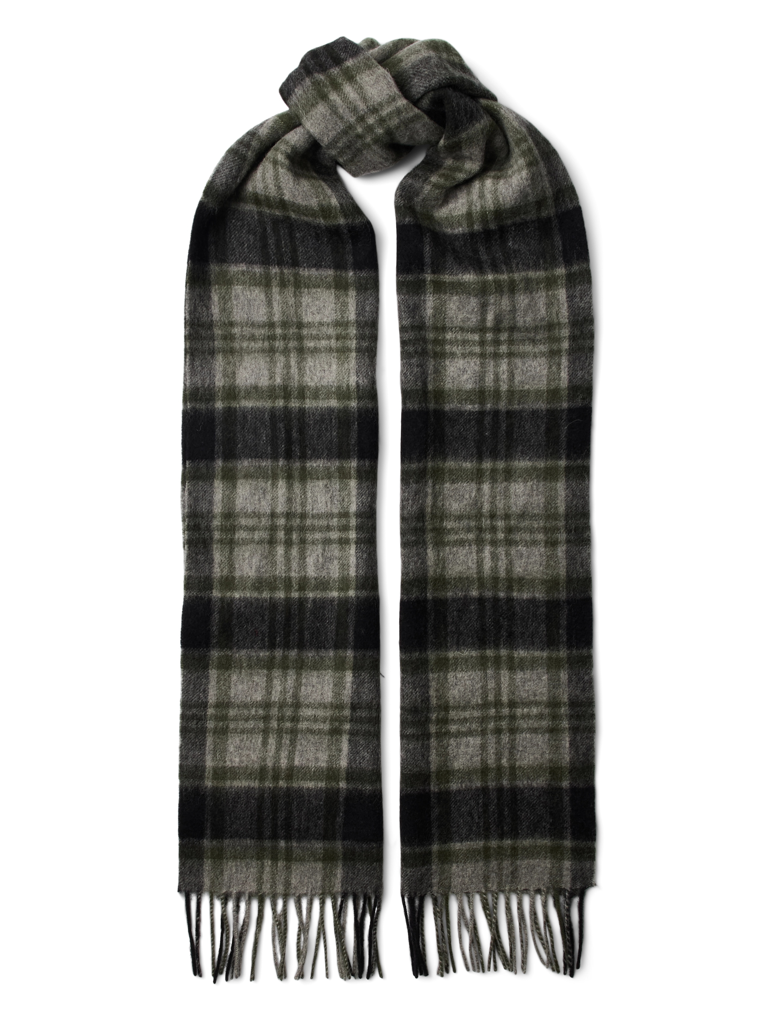 Selected - SLMTOPE WOOL CHECK SCARF - halstørklæder - light grey melange - 1